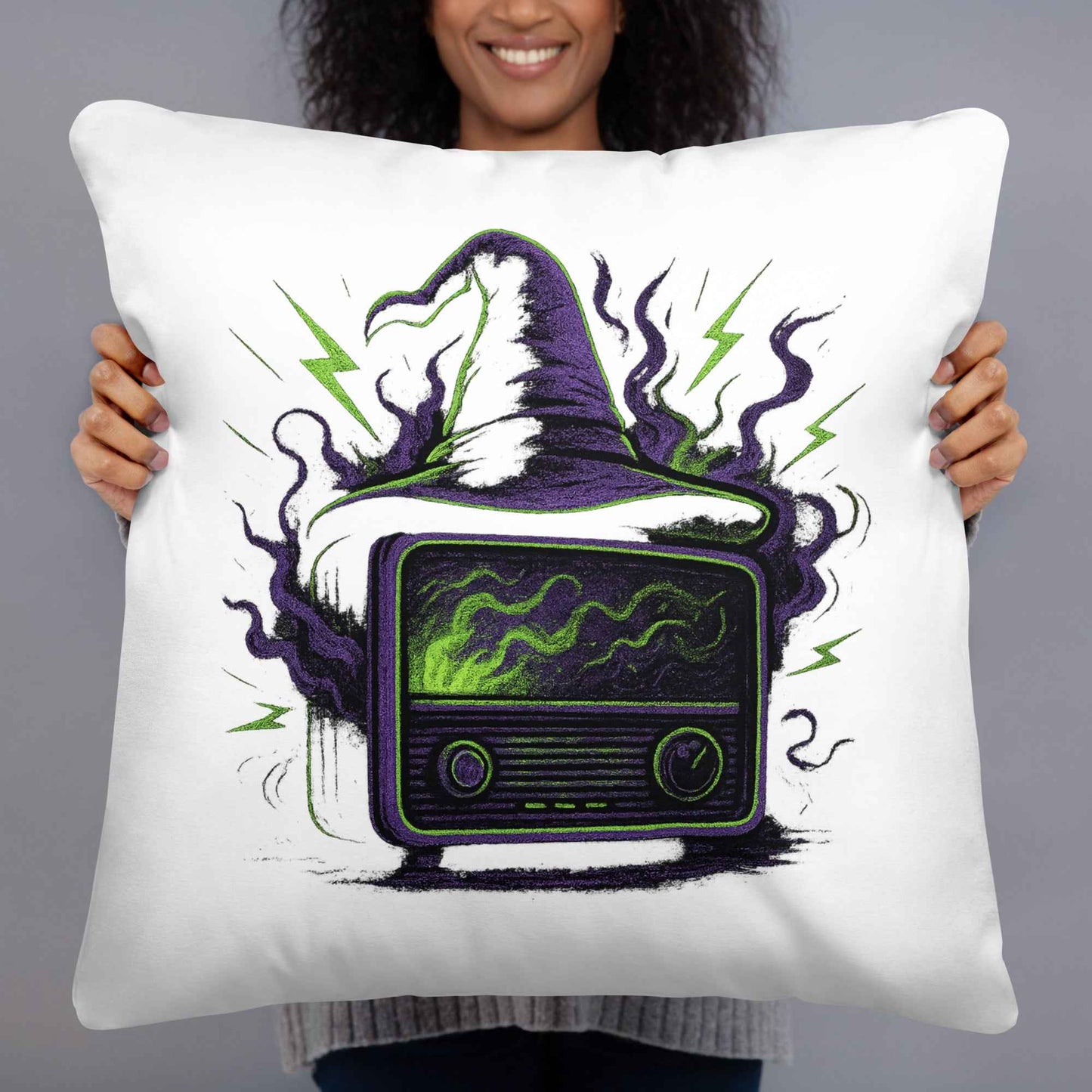 “Witching Hour Radio” Spells, Static & Screams Basic Pillow