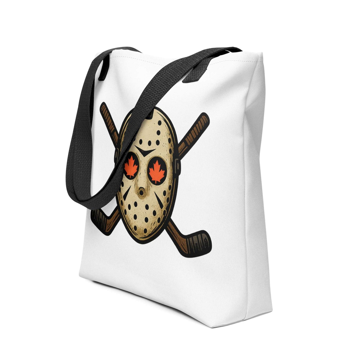 Hockey Mask Haunt Tote bag from Rare Plus Apparel – unique movie & pop culture inspired design.