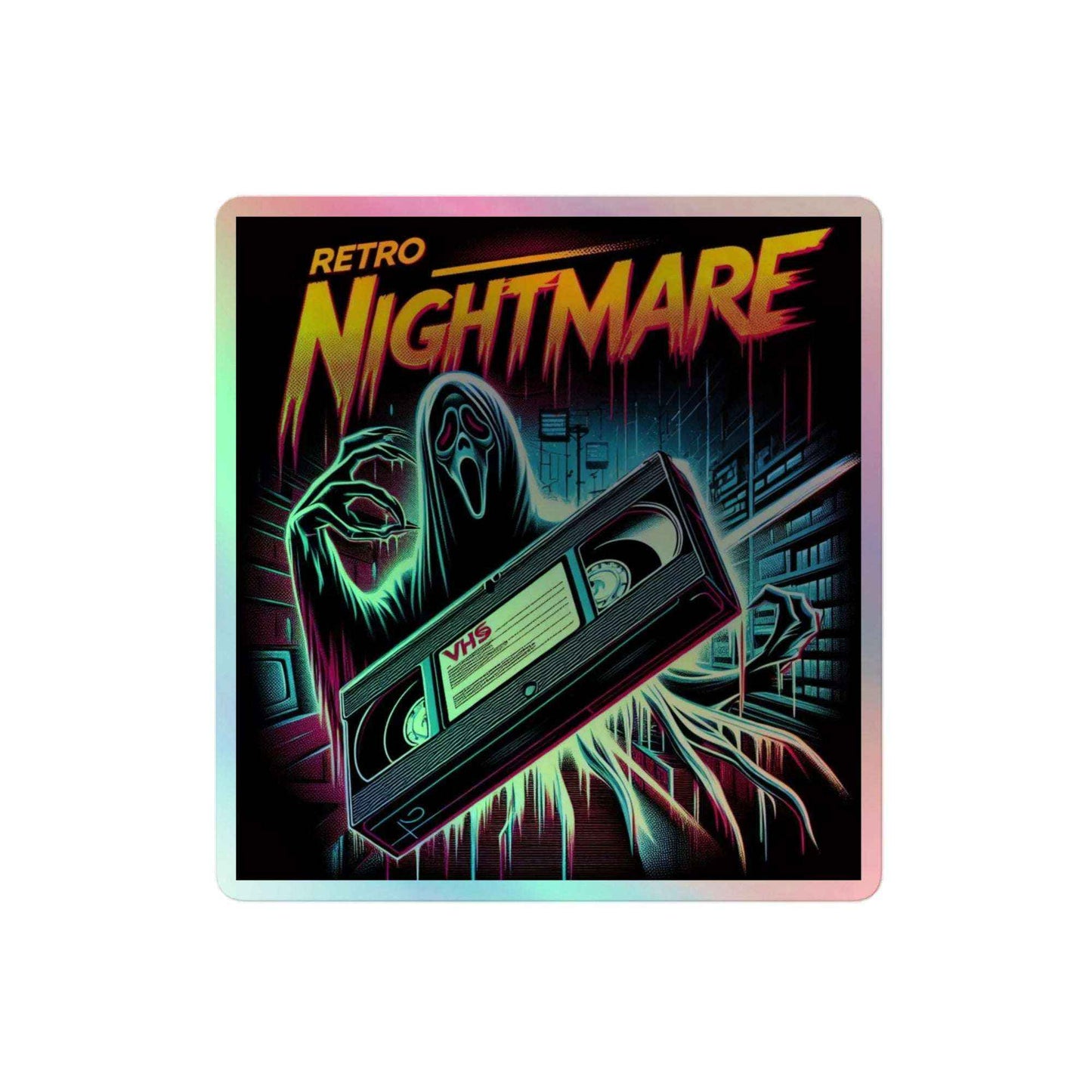 Retro VHS Nightmare Horror Design Holographic stickers