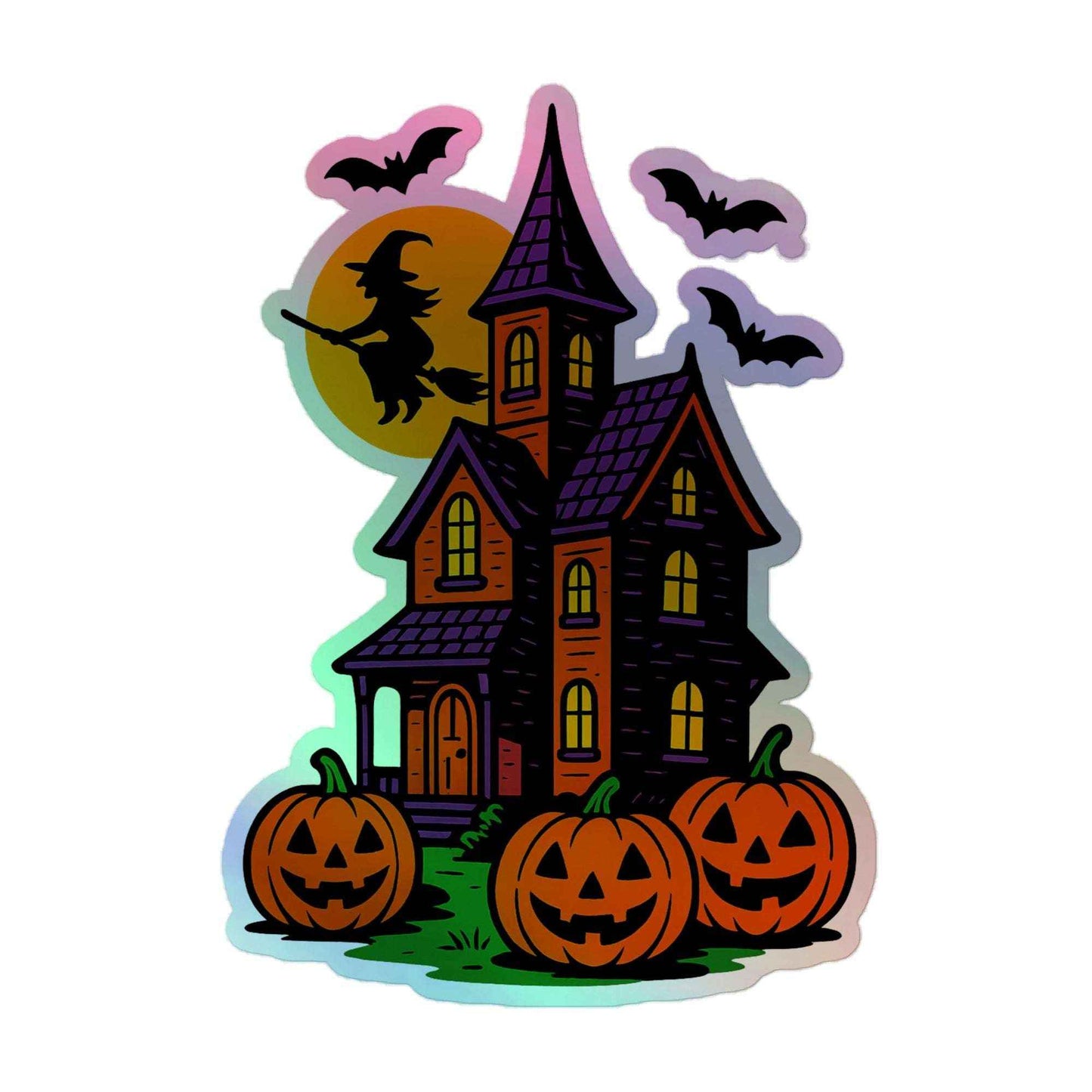 Haunted Halloween House Holographic stickers