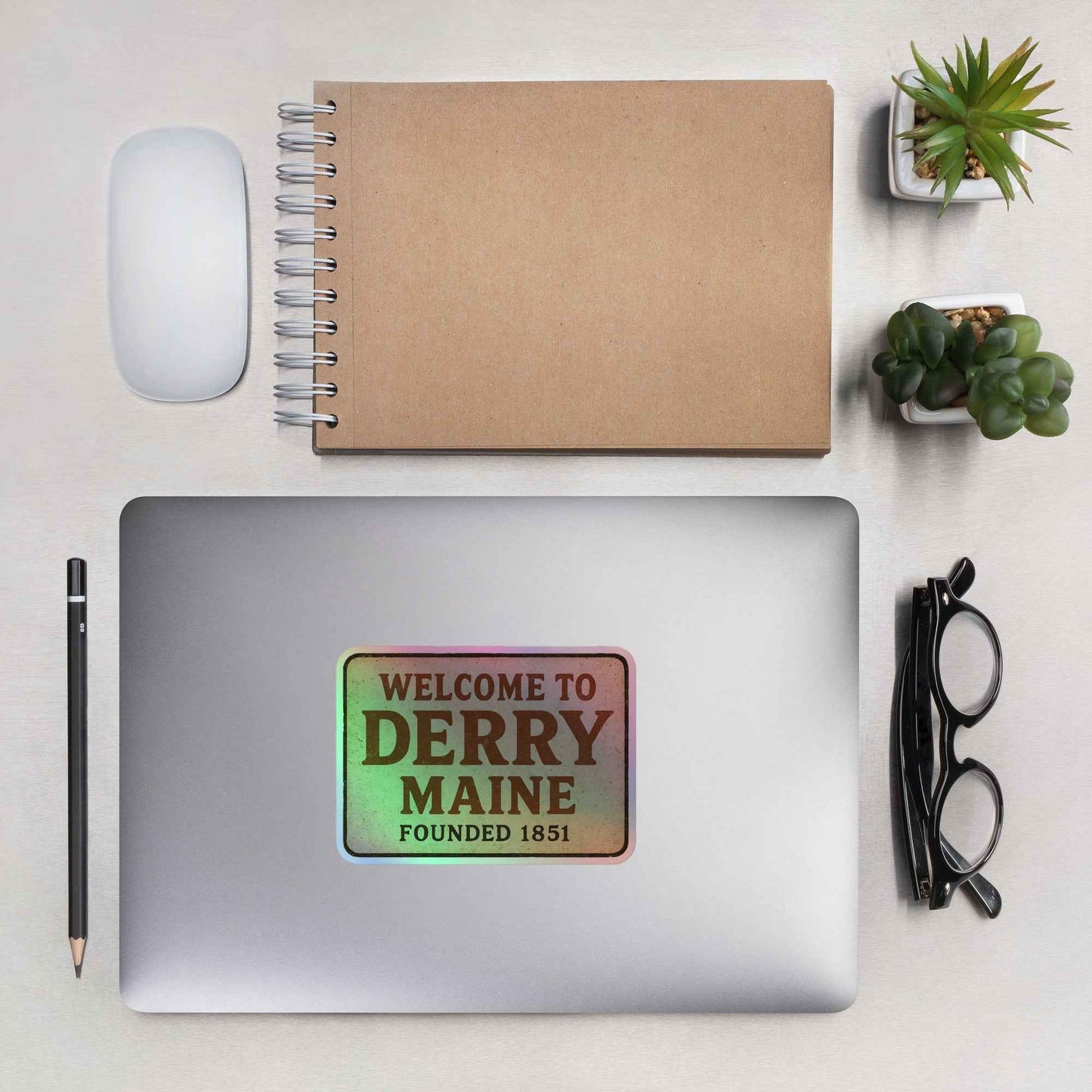 Welcome to Derry, Maine: Founded 1851 Holographic stickers