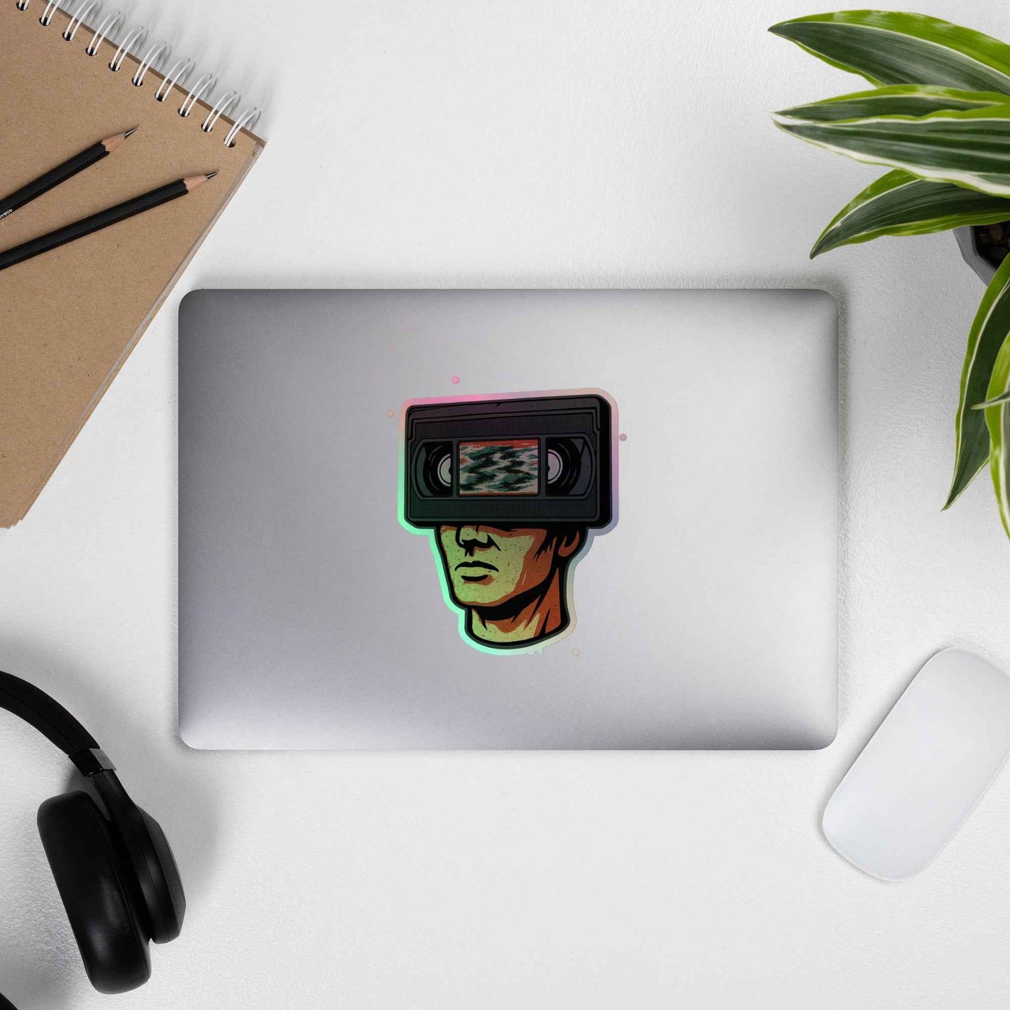 Tape Head Retro VHS Horror Design Holographic stickers