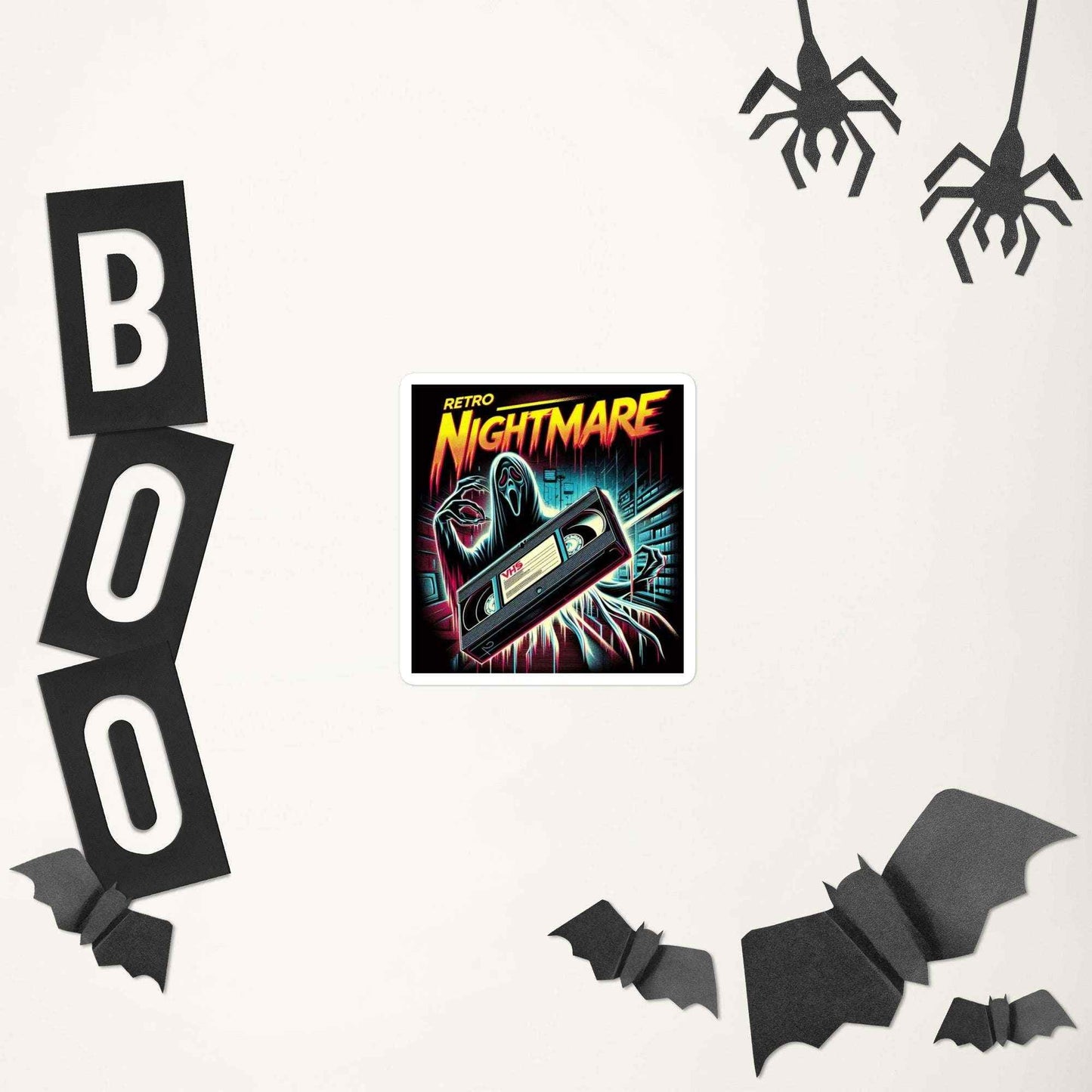 Retro VHS Nightmare Horror Design Bubble-free stickers