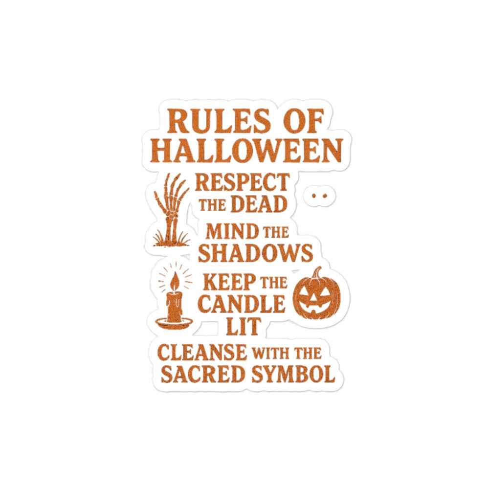 Rules of Halloween Bubble-Free Stickers for Festive Decor