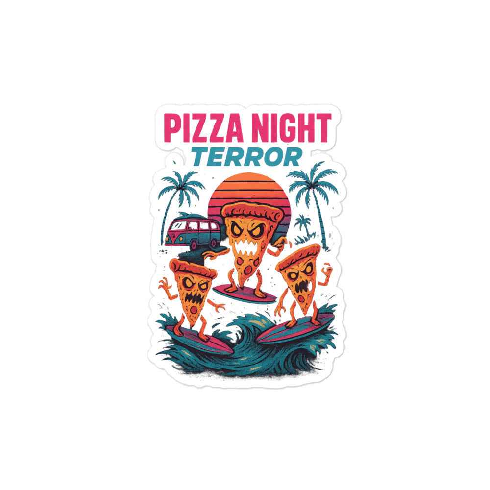 “Surfer Boy Slashers” Pizza Night Terror Bubble-free stickers