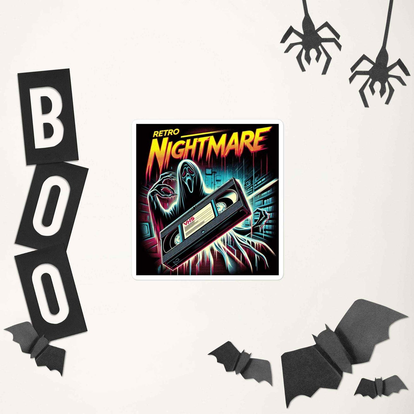 Retro VHS Nightmare Horror Design Bubble-free stickers