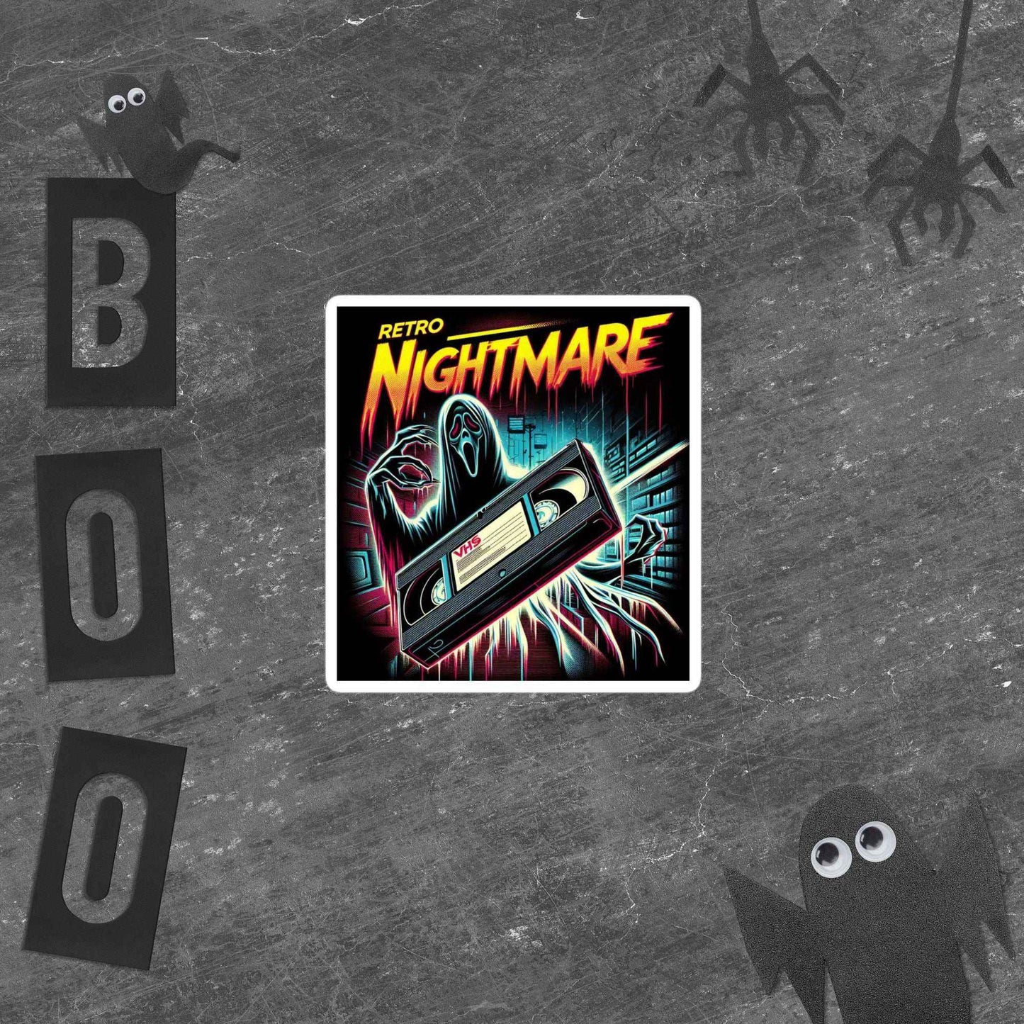 Retro VHS Nightmare Horror Design Bubble-free stickers