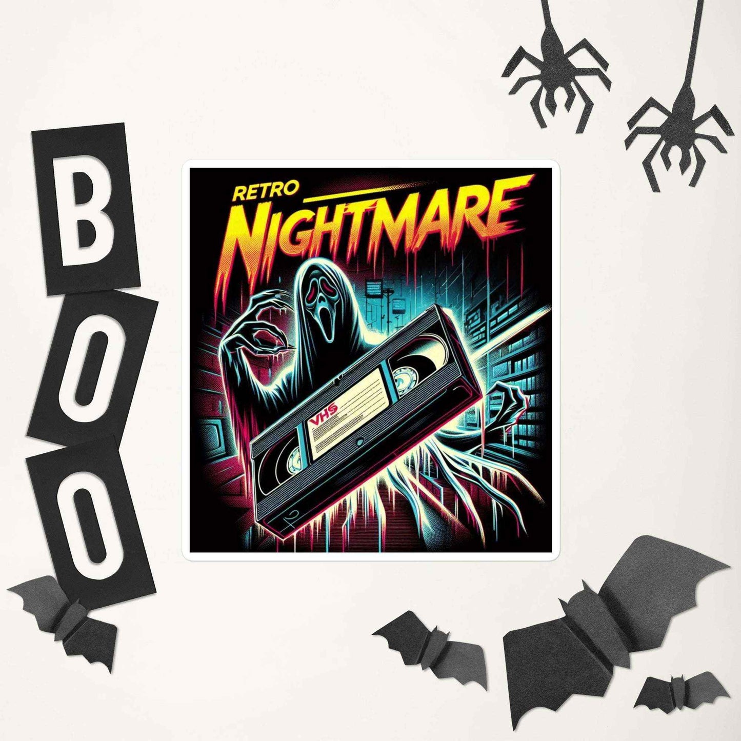 Retro VHS Nightmare Horror Design Bubble-free stickers