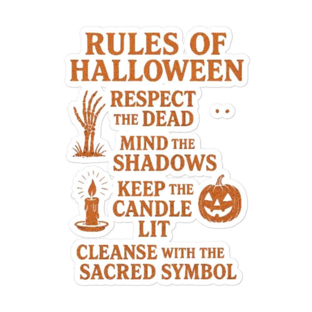 Rules of Halloween Bubble-Free Stickers for Festive Decor