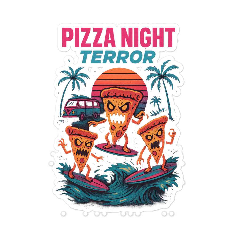 “Surfer Boy Slashers” Pizza Night Terror Bubble-free stickers