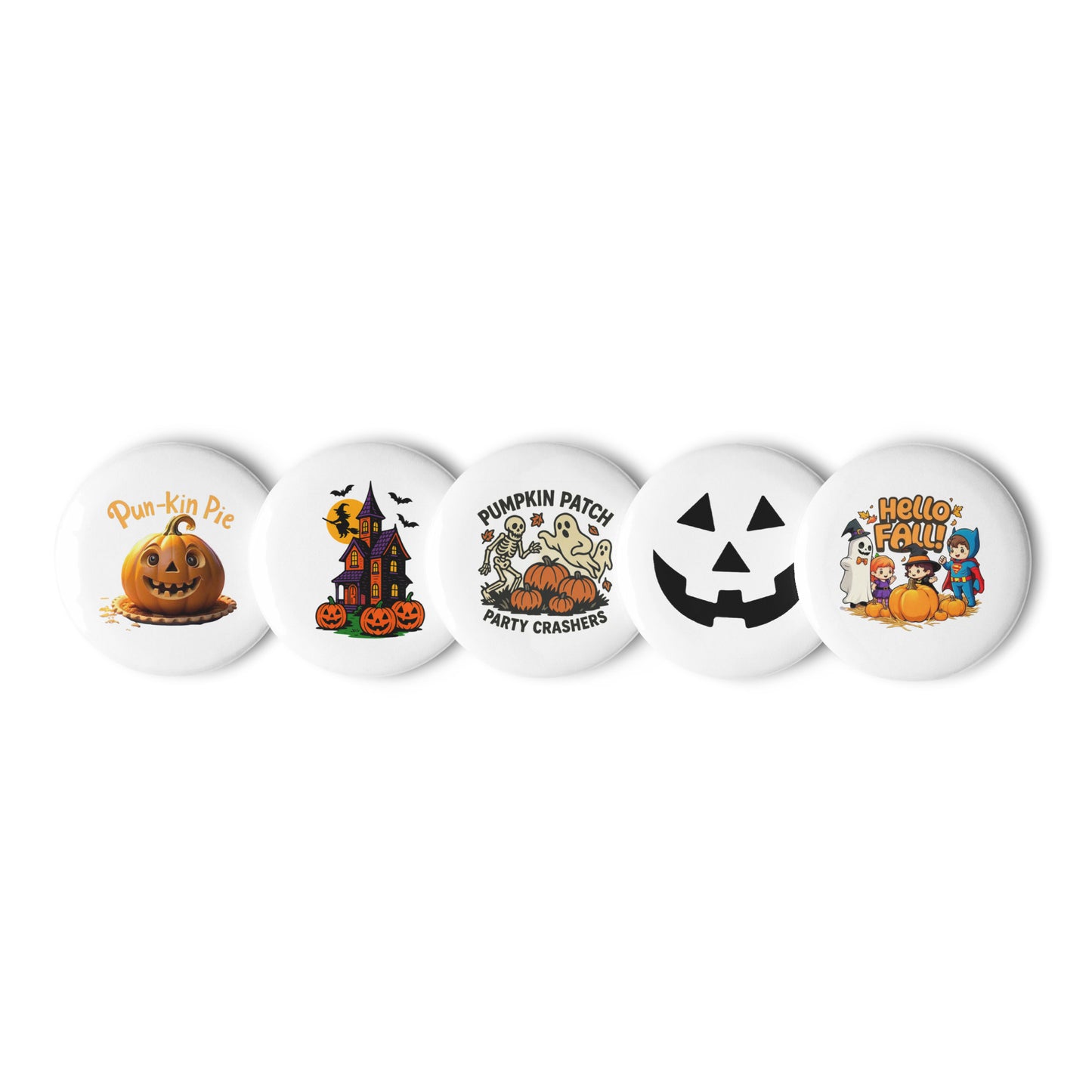 Halloween Set of pin buttons from Rare Plus Apparel – unique movie & pop culture inspired design.