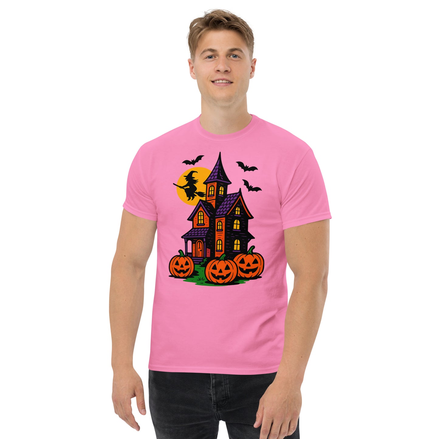 Haunted Halloween House Unisex classic tee from Rare Plus Apparel – unique movie & pop culture inspired design.