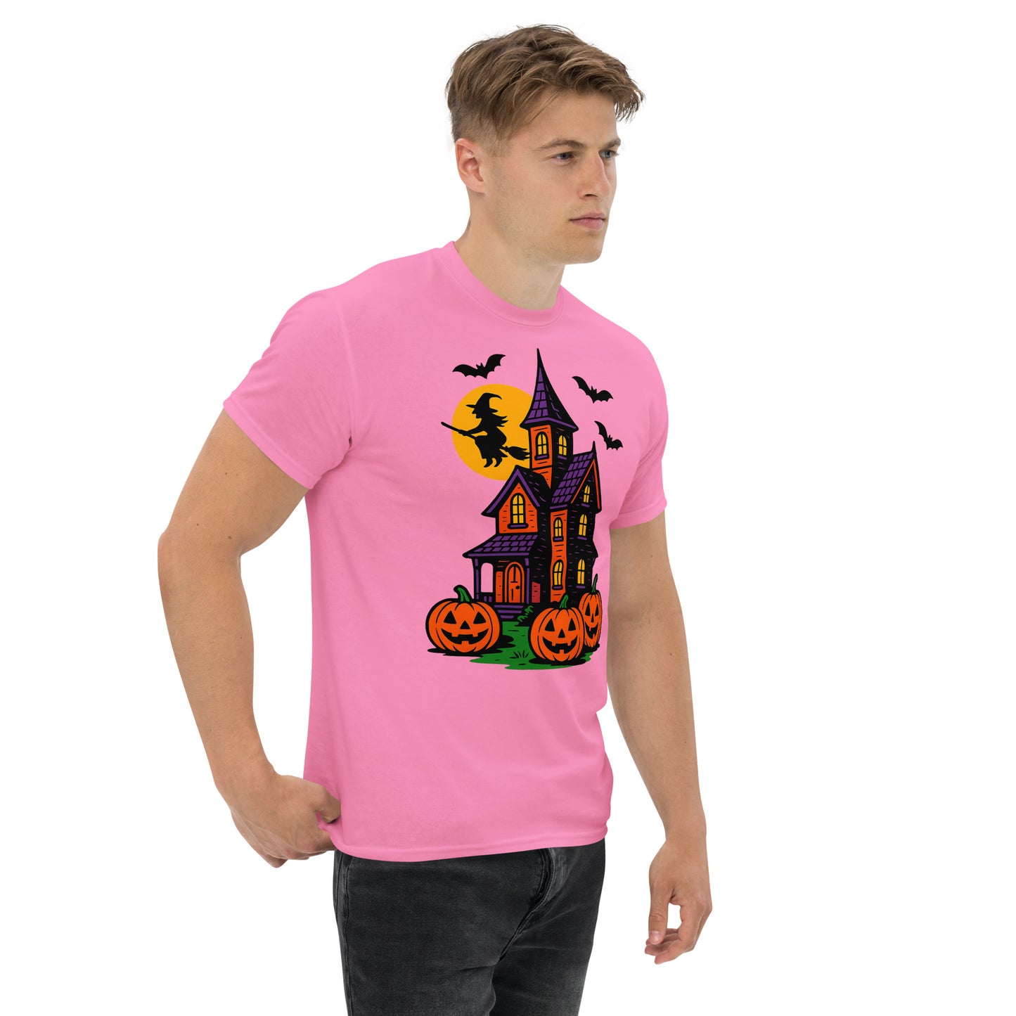 Haunted Halloween House Unisex classic tee from Rare Plus Apparel – unique movie & pop culture inspired design.