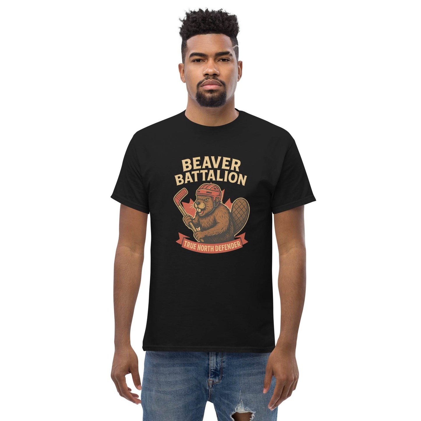 Beaver Battalion – True North Defender Unisex classic tee from Rare Plus Apparel – unique movie & pop culture inspired design.
