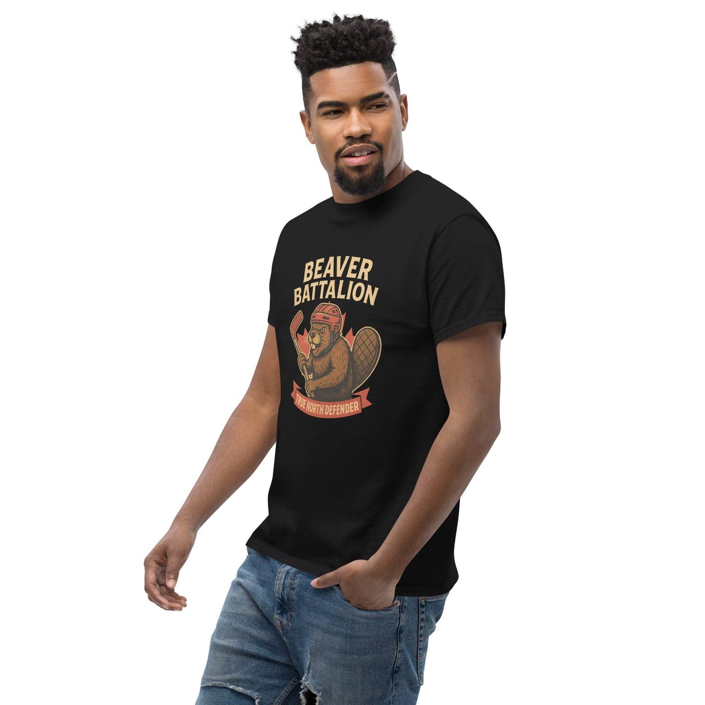 Beaver Battalion – True North Defender Unisex classic tee from Rare Plus Apparel – unique movie & pop culture inspired design.