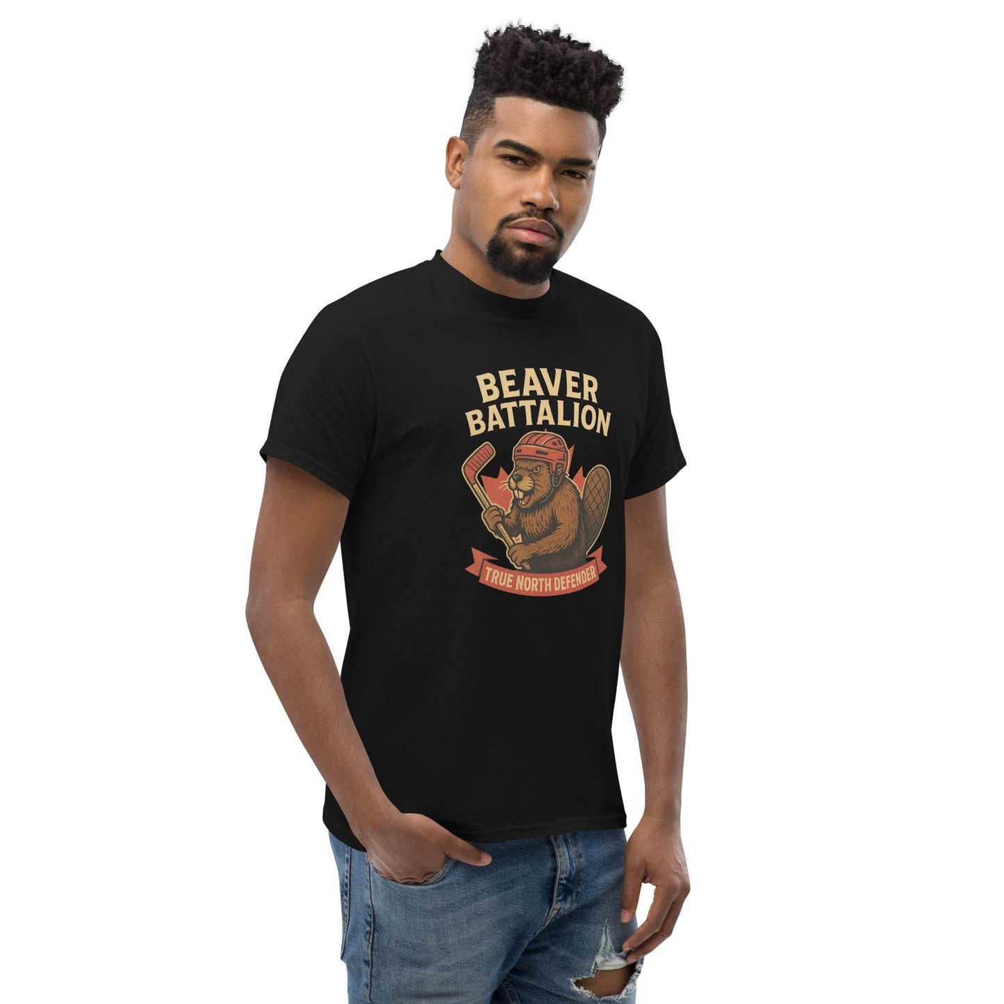 Beaver Battalion – True North Defender Unisex classic tee from Rare Plus Apparel – unique movie & pop culture inspired design.