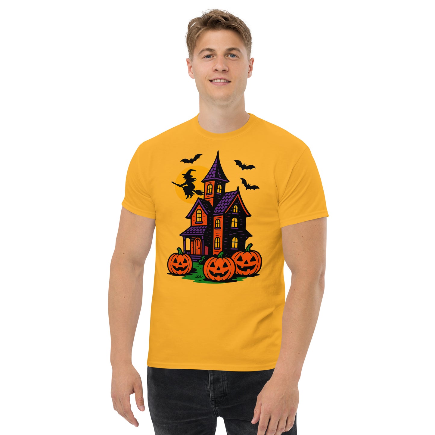Haunted Halloween House Unisex classic tee from Rare Plus Apparel – unique movie & pop culture inspired design.