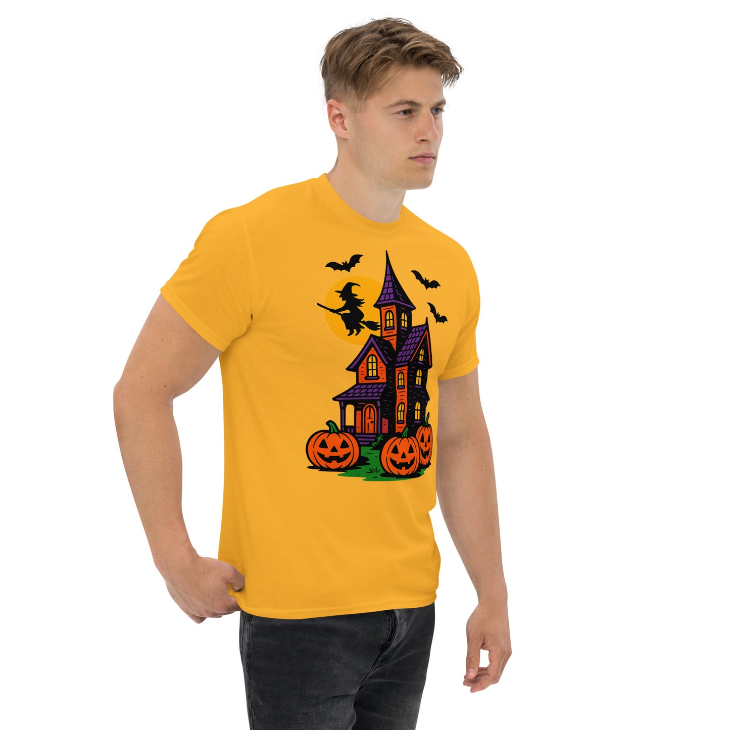 Haunted Halloween House Unisex classic tee from Rare Plus Apparel – unique movie & pop culture inspired design.