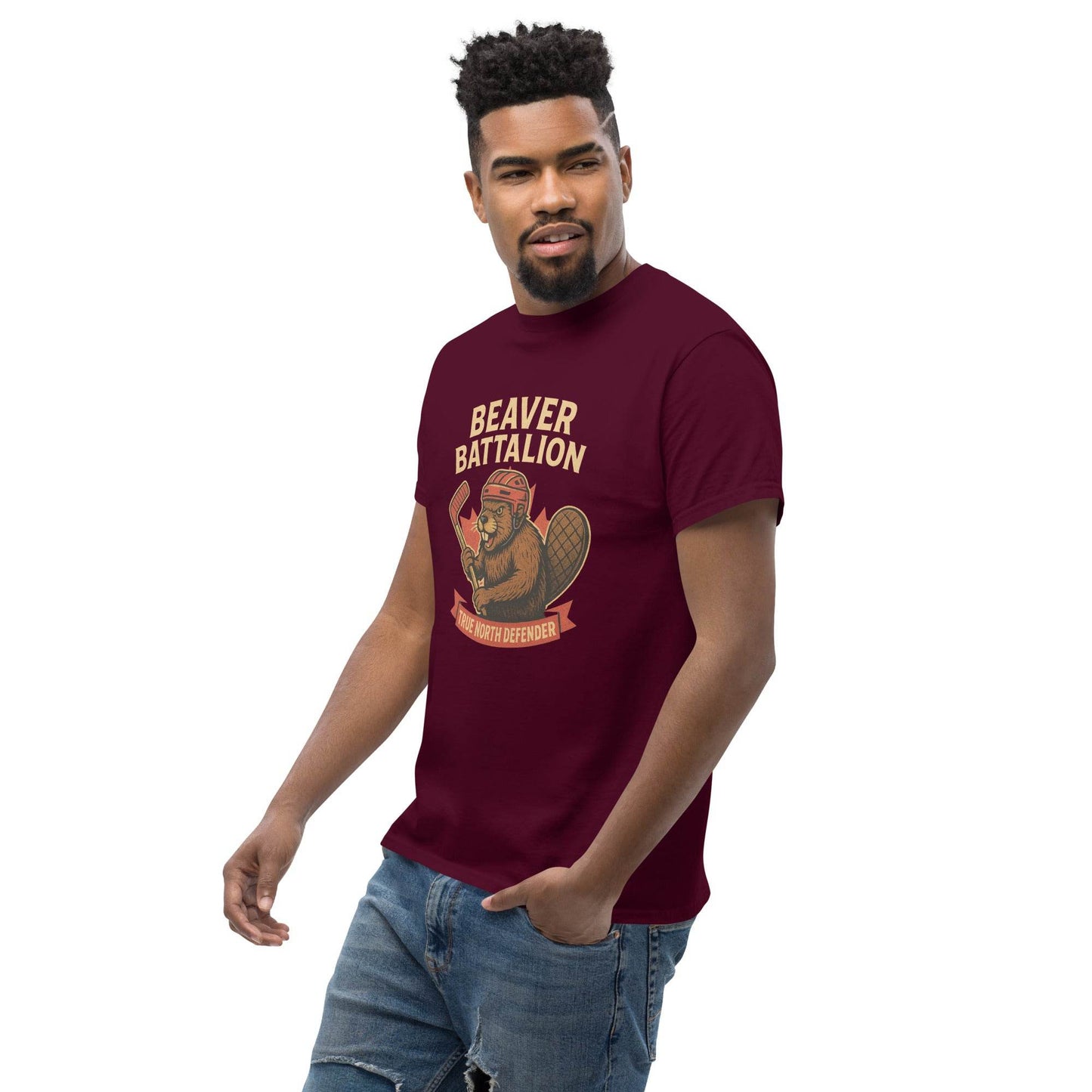 Beaver Battalion – True North Defender Unisex classic tee from Rare Plus Apparel – unique movie & pop culture inspired design.