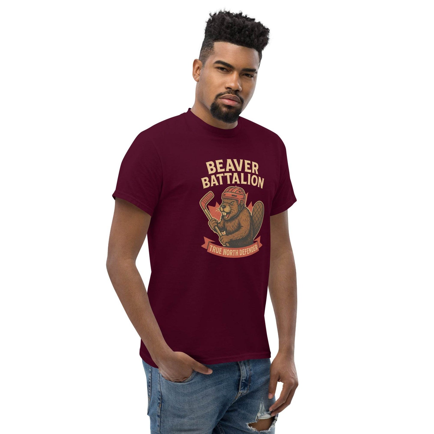Beaver Battalion – True North Defender Unisex classic tee from Rare Plus Apparel – unique movie & pop culture inspired design.