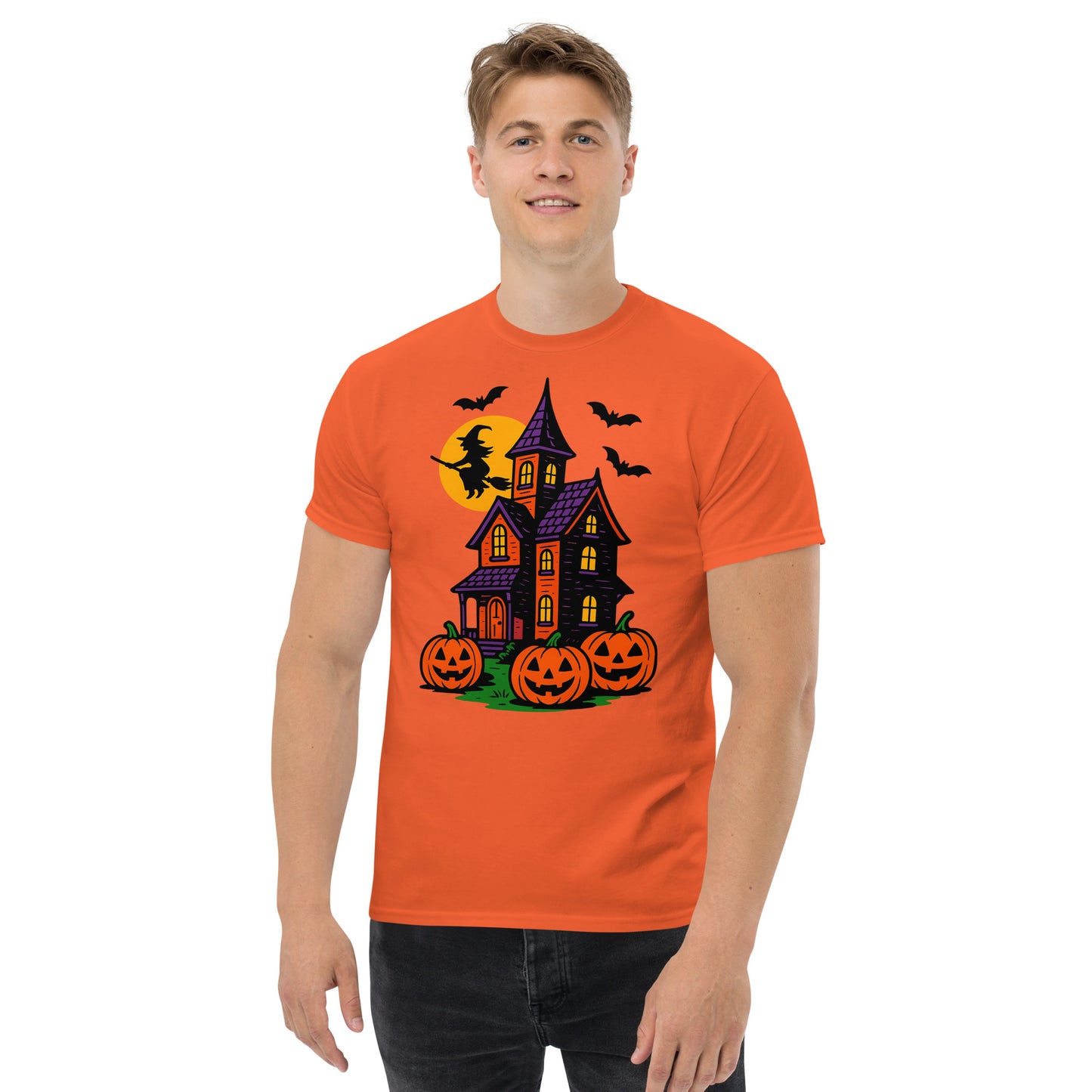 Haunted Halloween House Unisex classic tee from Rare Plus Apparel – unique movie & pop culture inspired design.