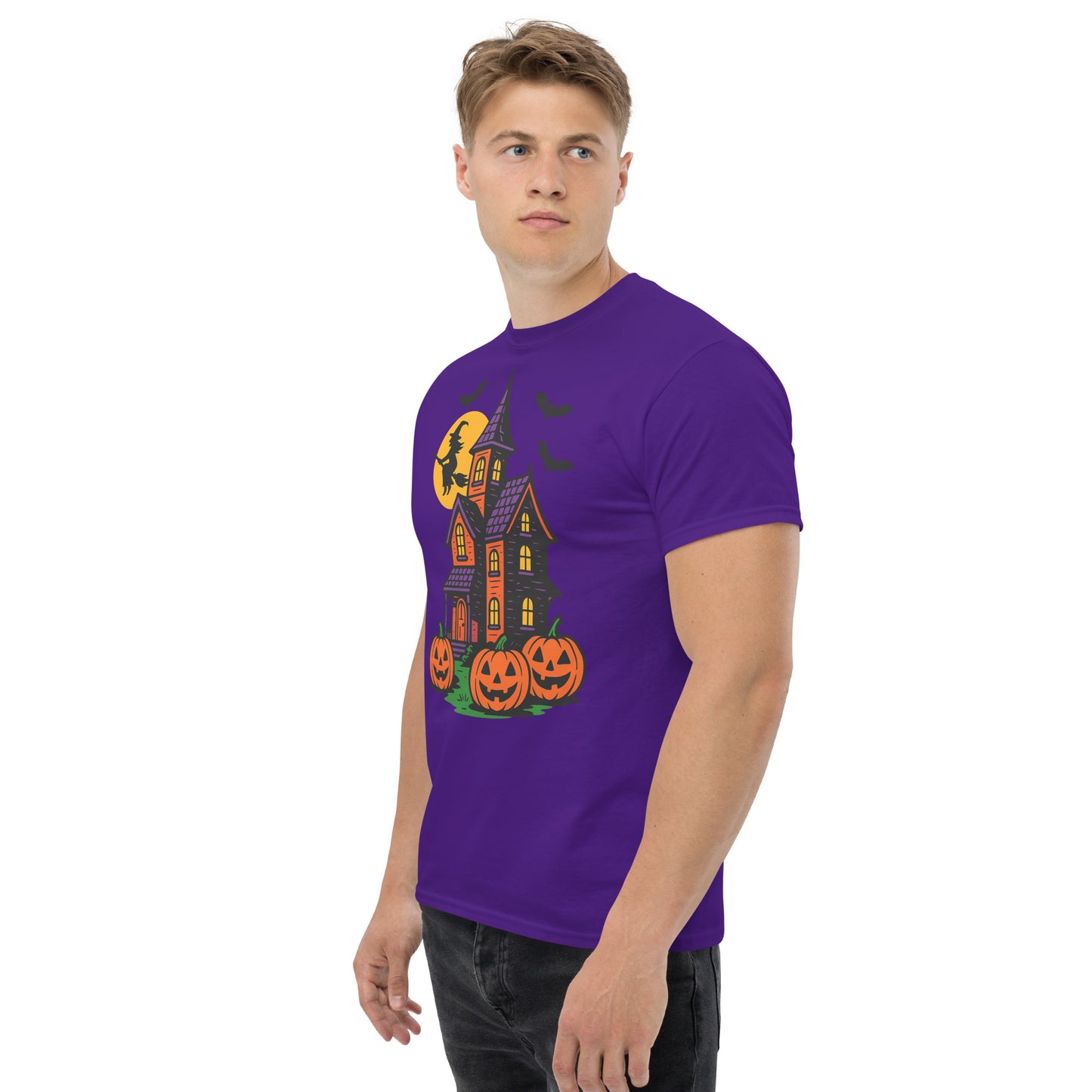 Haunted Halloween House Unisex classic tee from Rare Plus Apparel – unique movie & pop culture inspired design.
