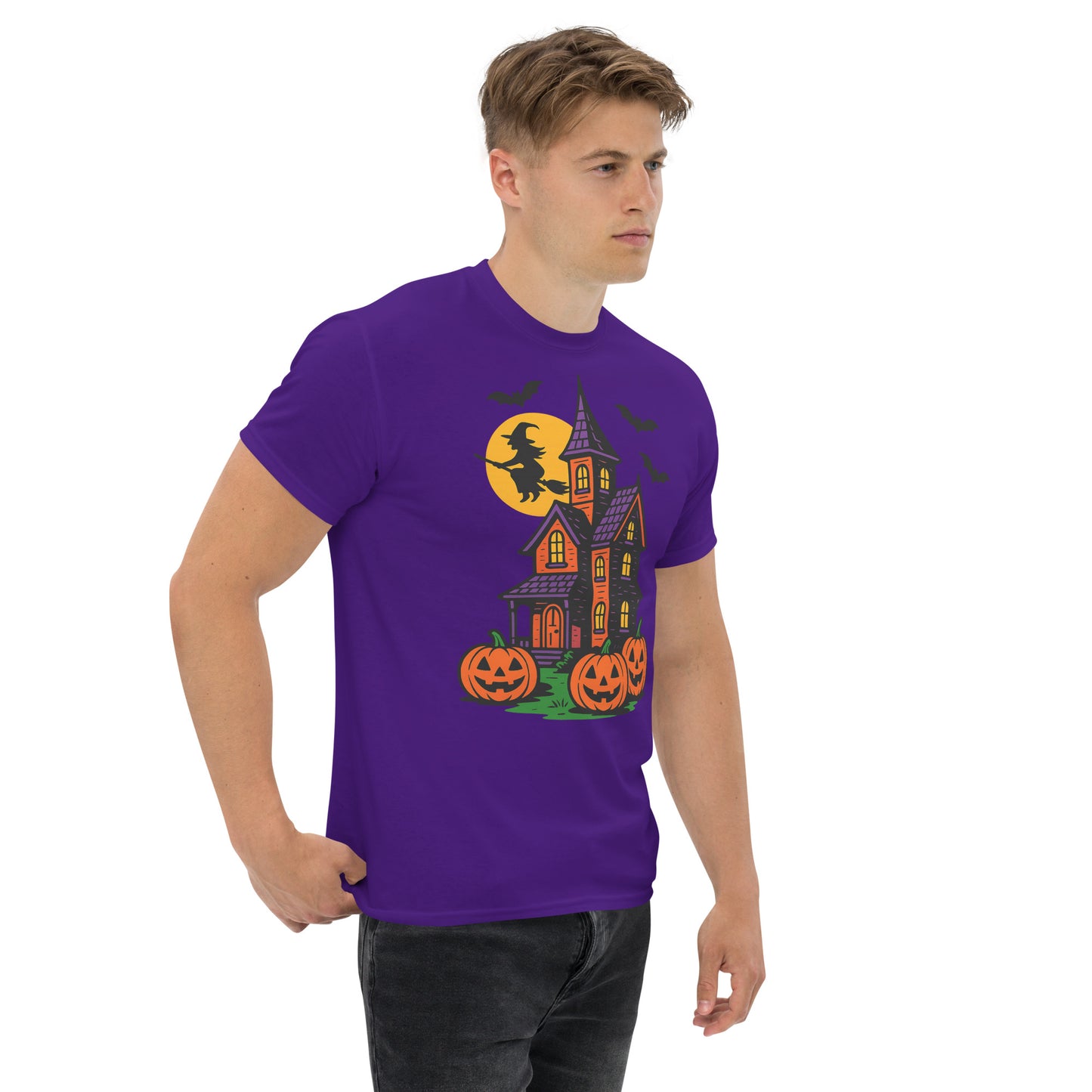 Haunted Halloween House Unisex classic tee from Rare Plus Apparel – unique movie & pop culture inspired design.
