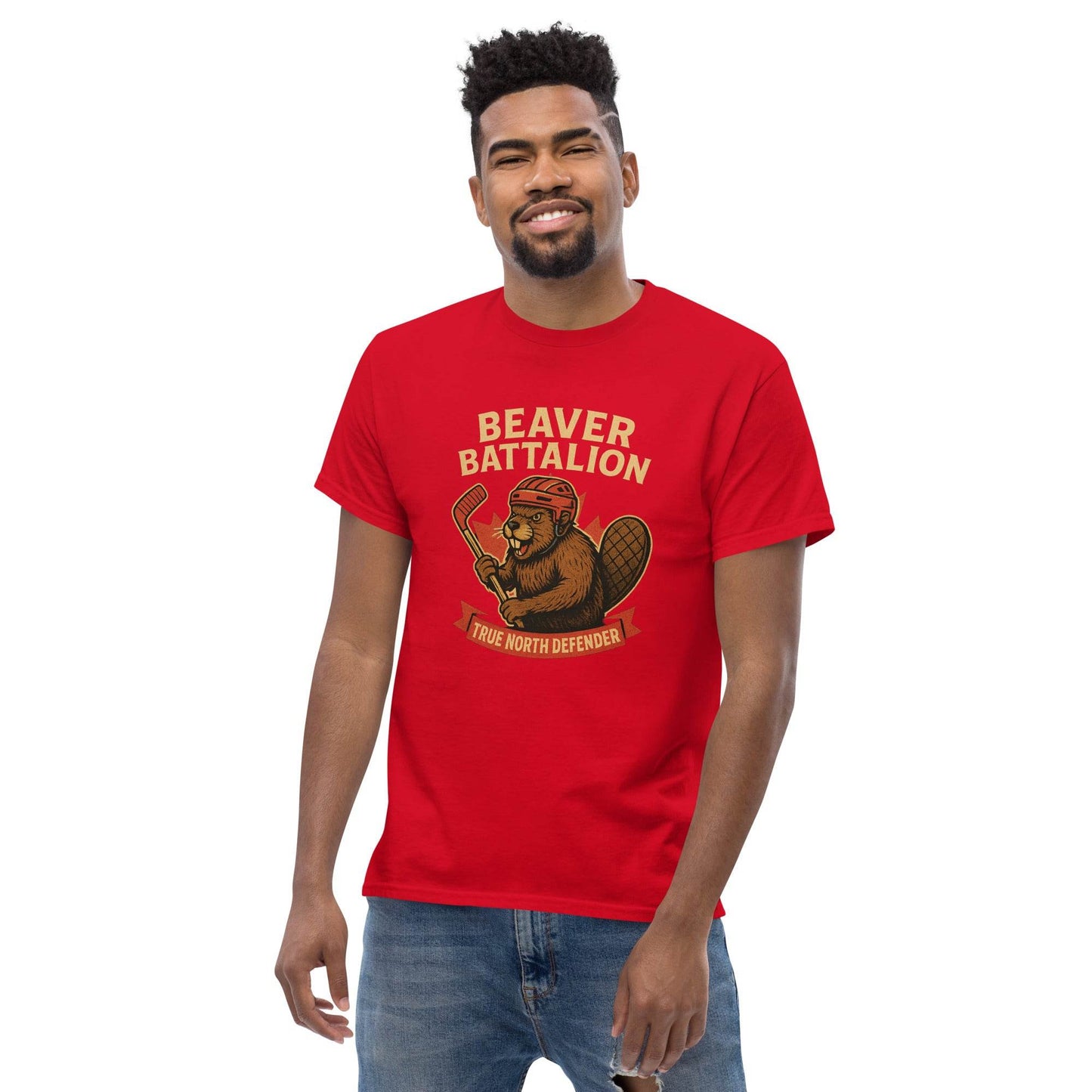 Beaver Battalion – True North Defender Unisex classic tee from Rare Plus Apparel – unique movie & pop culture inspired design.