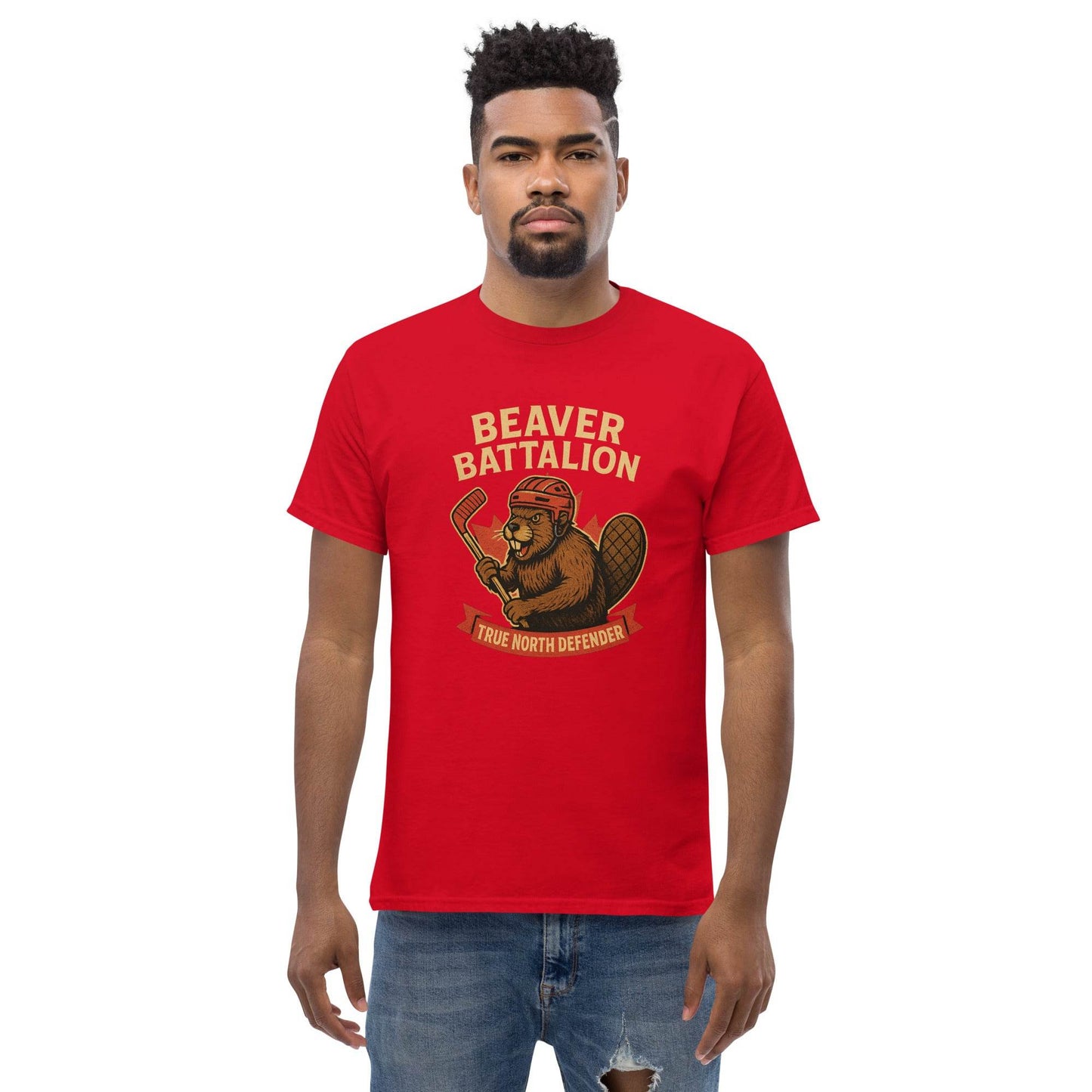 Beaver Battalion – True North Defender Unisex classic tee from Rare Plus Apparel – unique movie & pop culture inspired design.