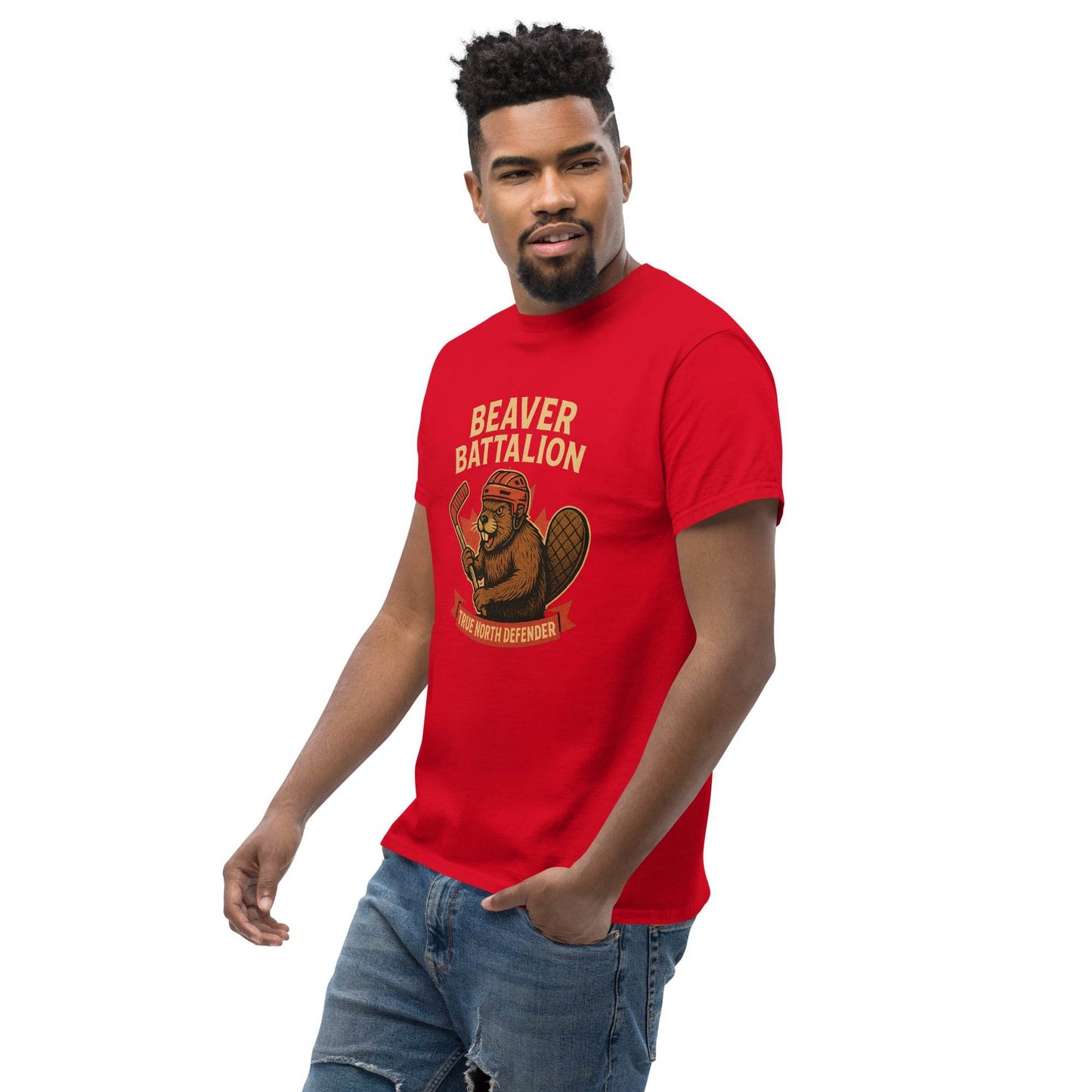 Beaver Battalion – True North Defender Unisex classic tee from Rare Plus Apparel – unique movie & pop culture inspired design.