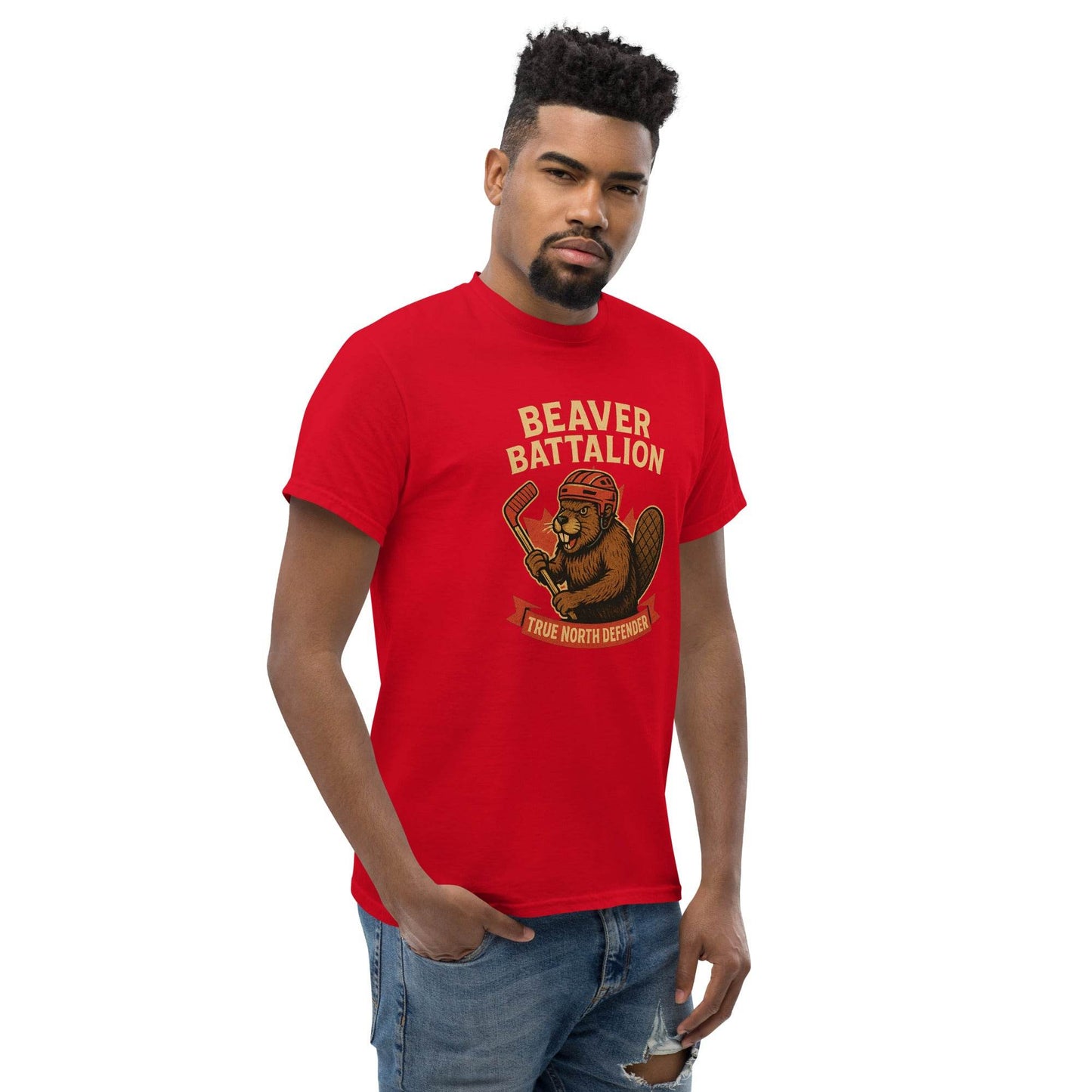 Beaver Battalion – True North Defender Unisex classic tee from Rare Plus Apparel – unique movie & pop culture inspired design.