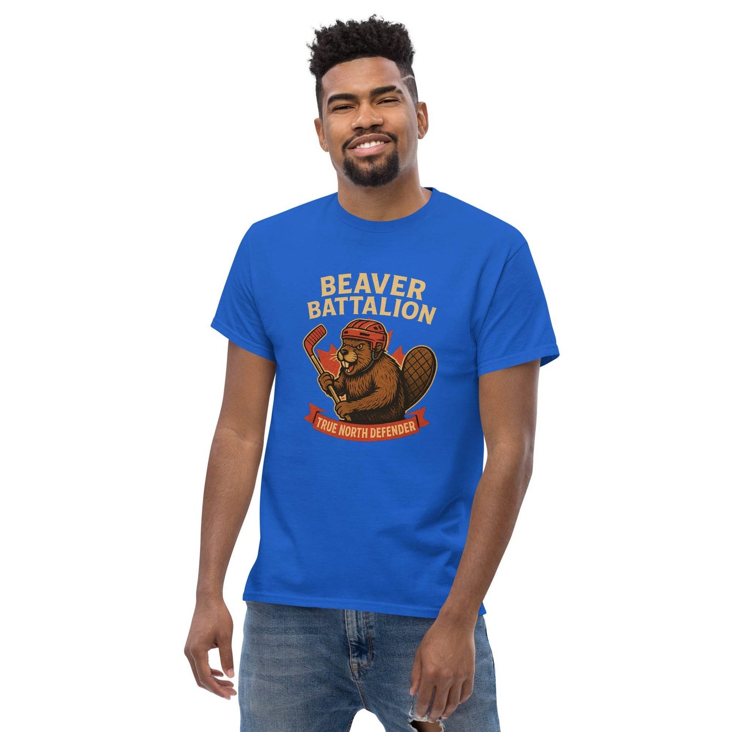 Beaver Battalion – True North Defender Unisex classic tee from Rare Plus Apparel – unique movie & pop culture inspired design.