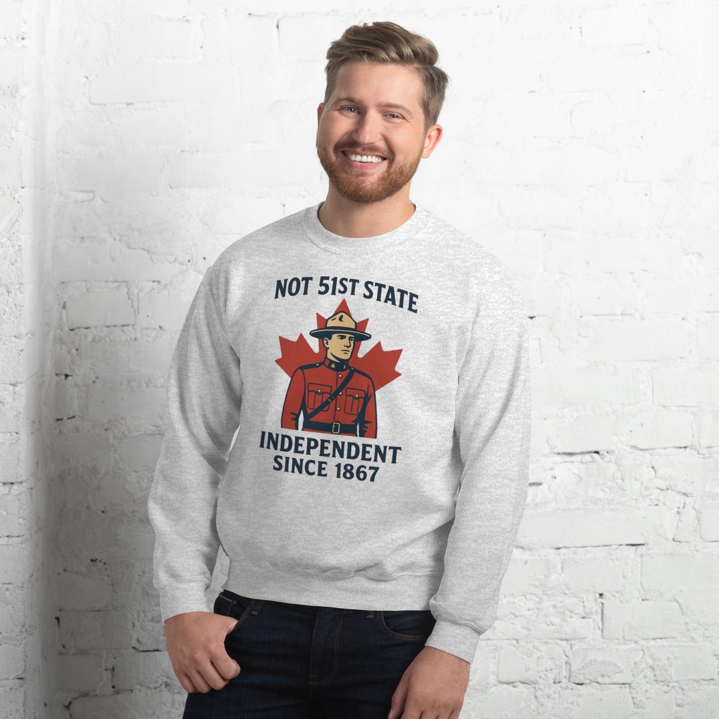 Not 51st State Mountie Unisex Sweatshirt from Rare Plus Apparel – unique movie & pop culture inspired design.