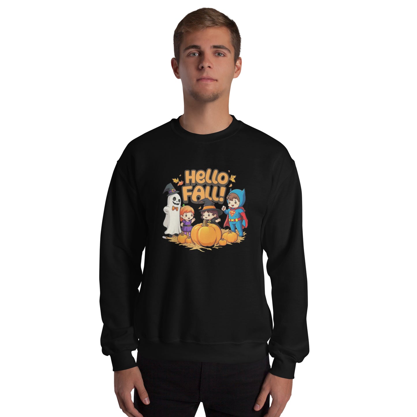 Hello Fall Unisex Sweatshirt from Rare Plus Apparel – unique movie & pop culture inspired design.
