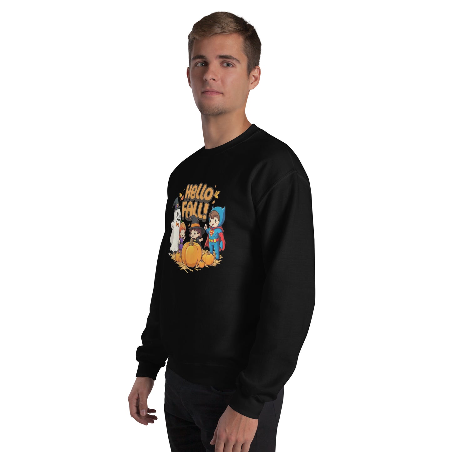 Hello Fall Unisex Sweatshirt from Rare Plus Apparel – unique movie & pop culture inspired design.
