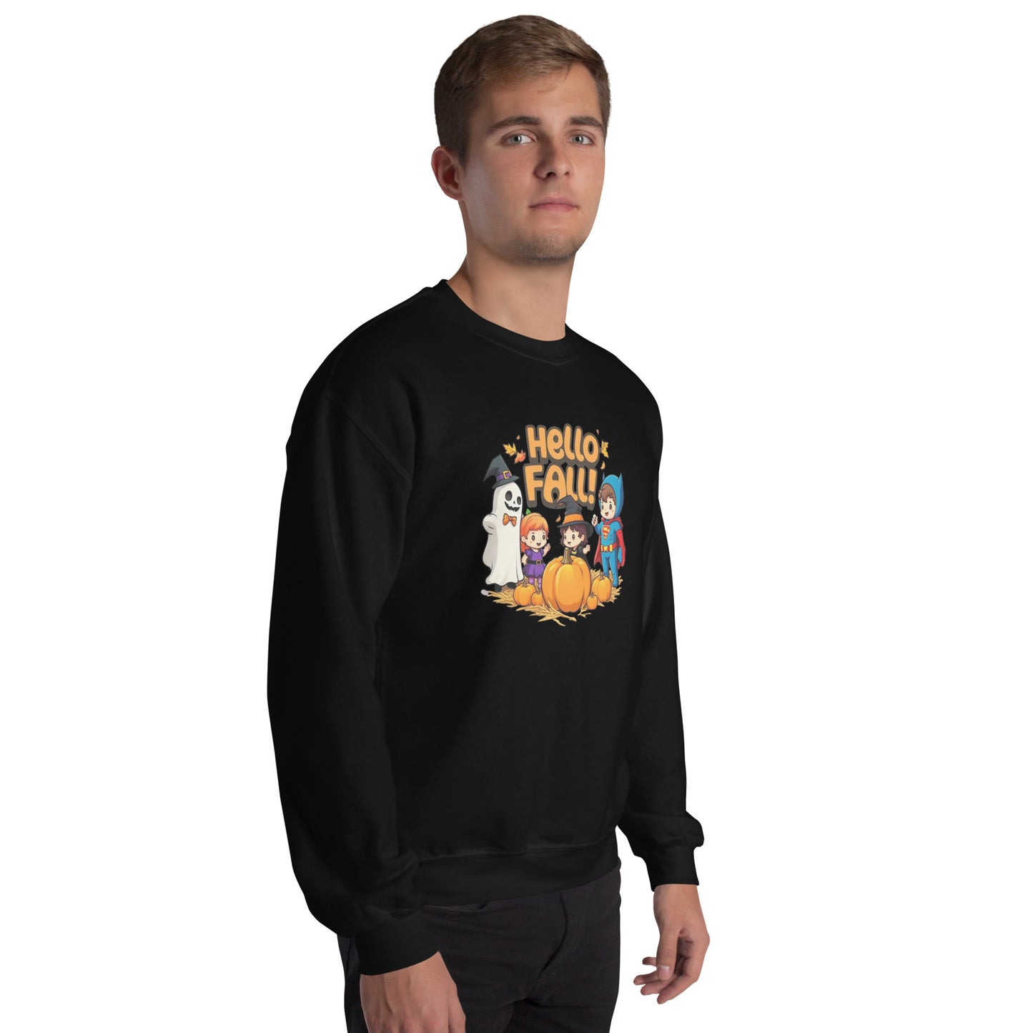 Hello Fall Unisex Sweatshirt from Rare Plus Apparel – unique movie & pop culture inspired design.