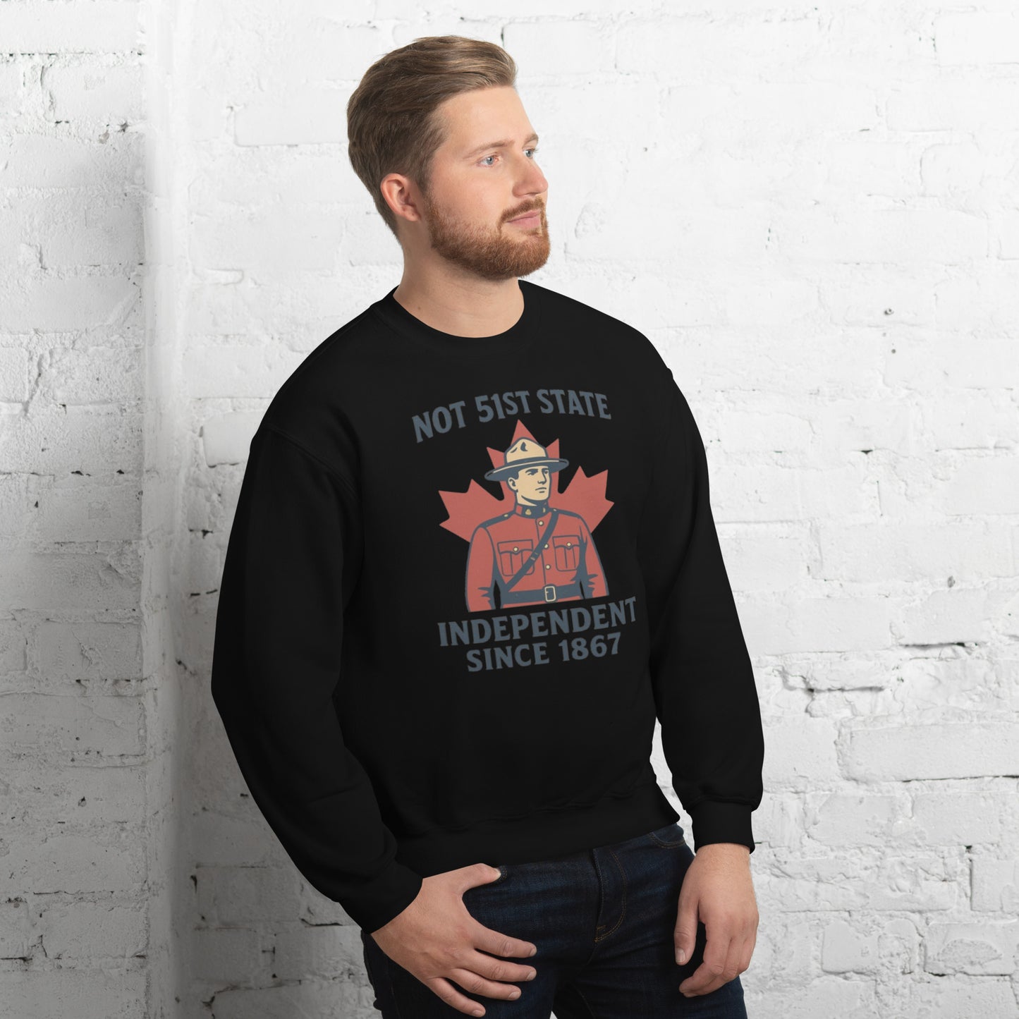 Not 51st State Mountie Unisex Sweatshirt from Rare Plus Apparel – unique movie & pop culture inspired design.