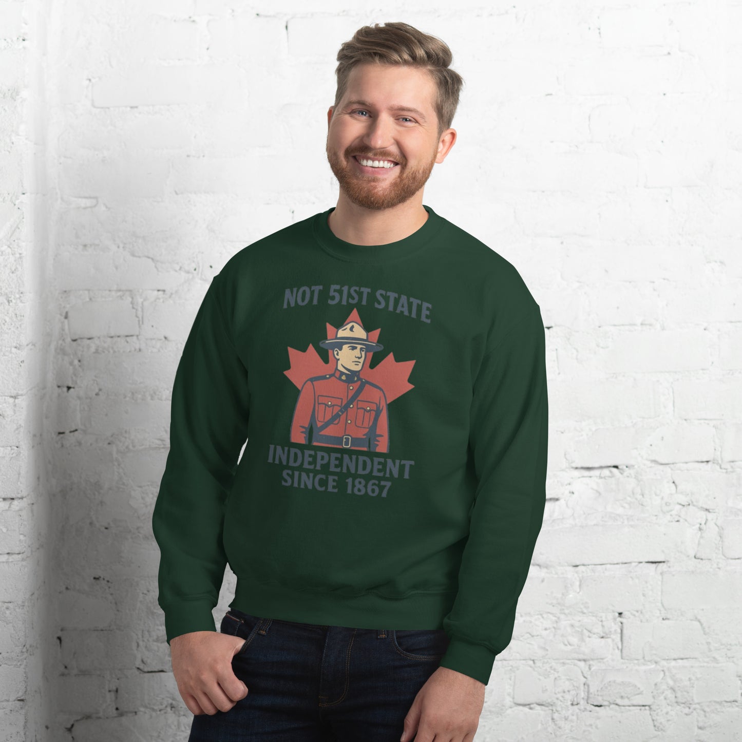 Not 51st State Mountie Unisex Sweatshirt from Rare Plus Apparel – unique movie & pop culture inspired design.