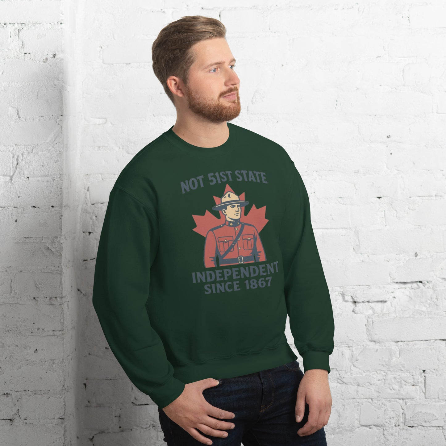 Not 51st State Mountie Unisex Sweatshirt from Rare Plus Apparel – unique movie & pop culture inspired design.