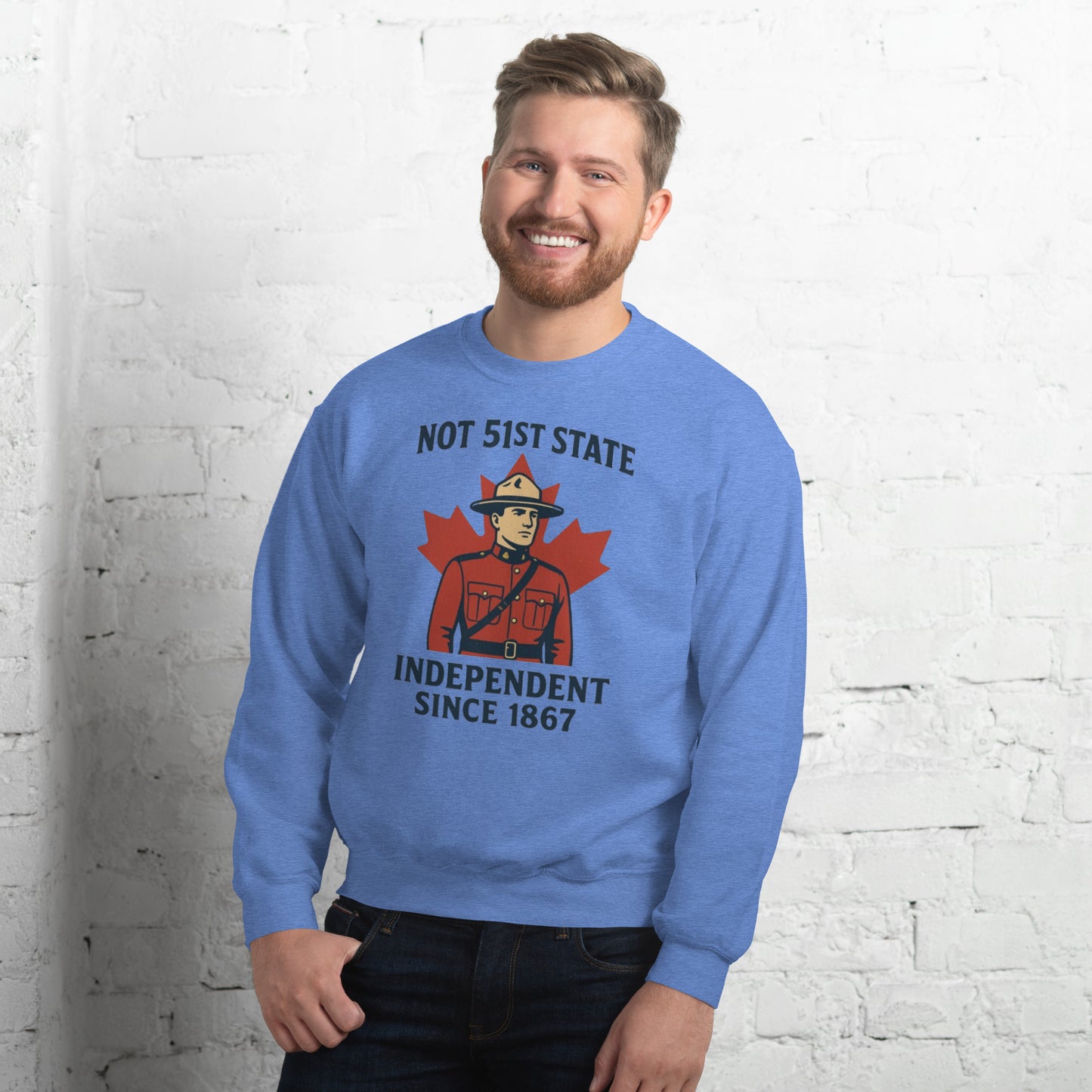 Not 51st State Mountie Unisex Sweatshirt from Rare Plus Apparel – unique movie & pop culture inspired design.
