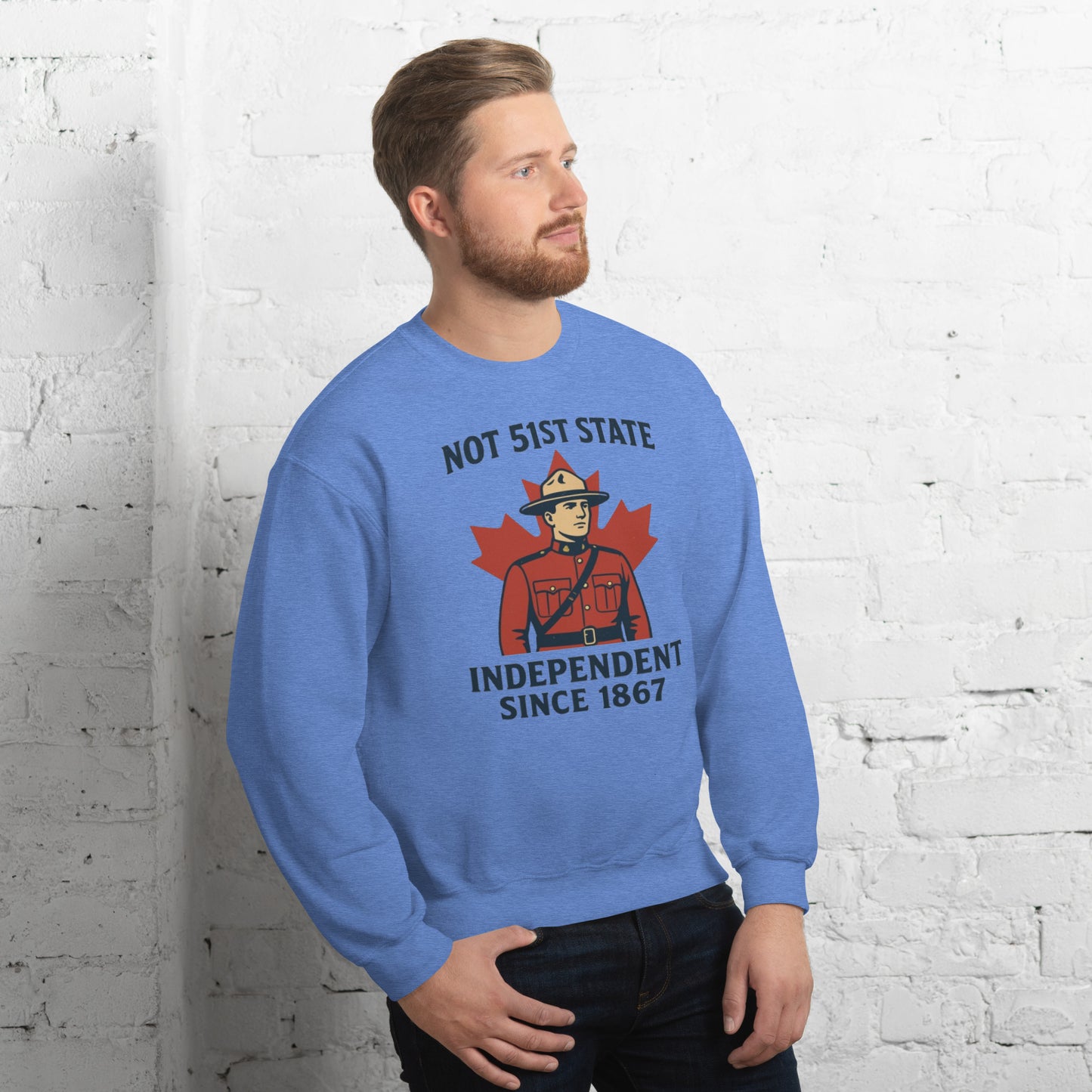 Not 51st State Mountie Unisex Sweatshirt from Rare Plus Apparel – unique movie & pop culture inspired design.