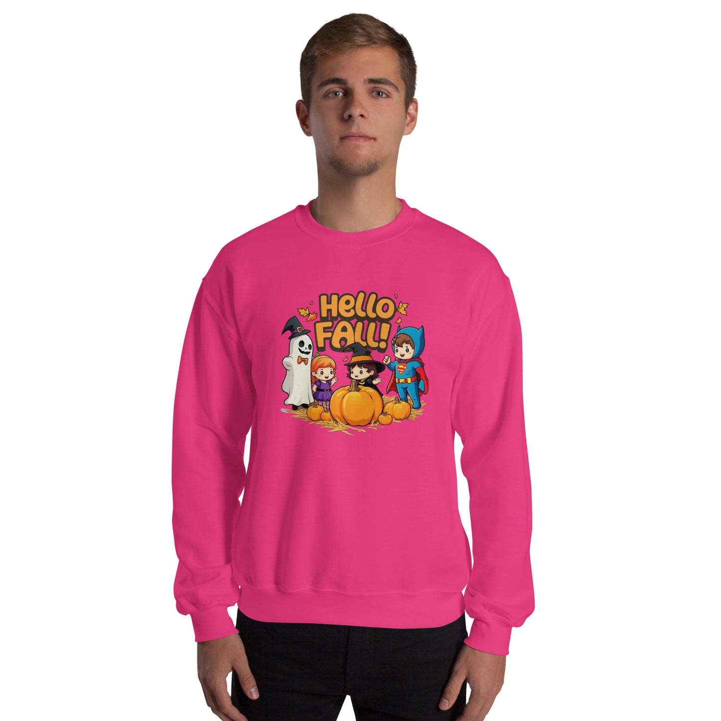 Hello Fall Unisex Sweatshirt from Rare Plus Apparel – unique movie & pop culture inspired design.