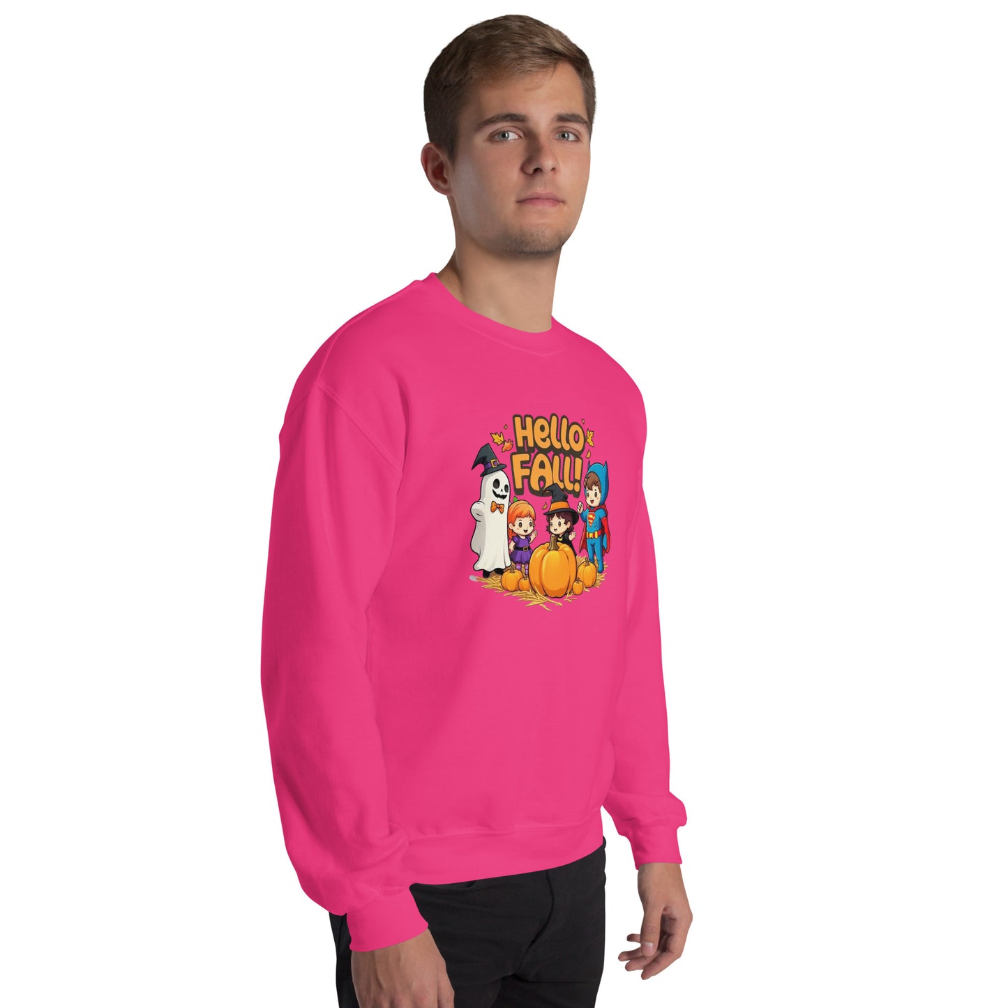 Hello Fall Unisex Sweatshirt from Rare Plus Apparel – unique movie & pop culture inspired design.