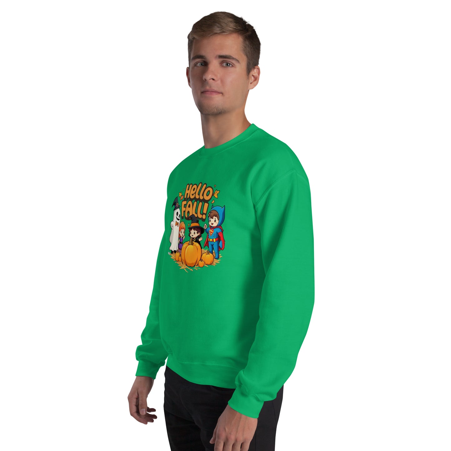 Hello Fall Unisex Sweatshirt from Rare Plus Apparel – unique movie & pop culture inspired design.