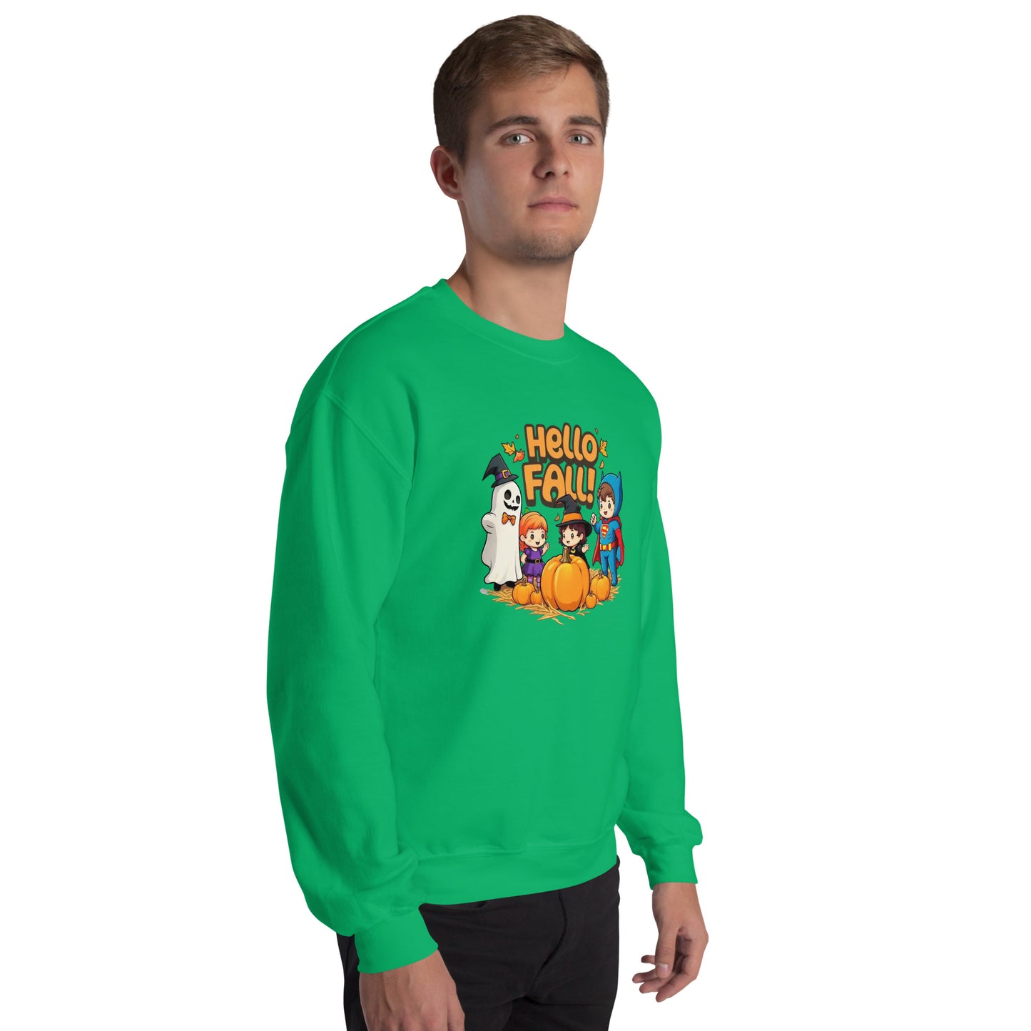 Hello Fall Unisex Sweatshirt from Rare Plus Apparel – unique movie & pop culture inspired design.