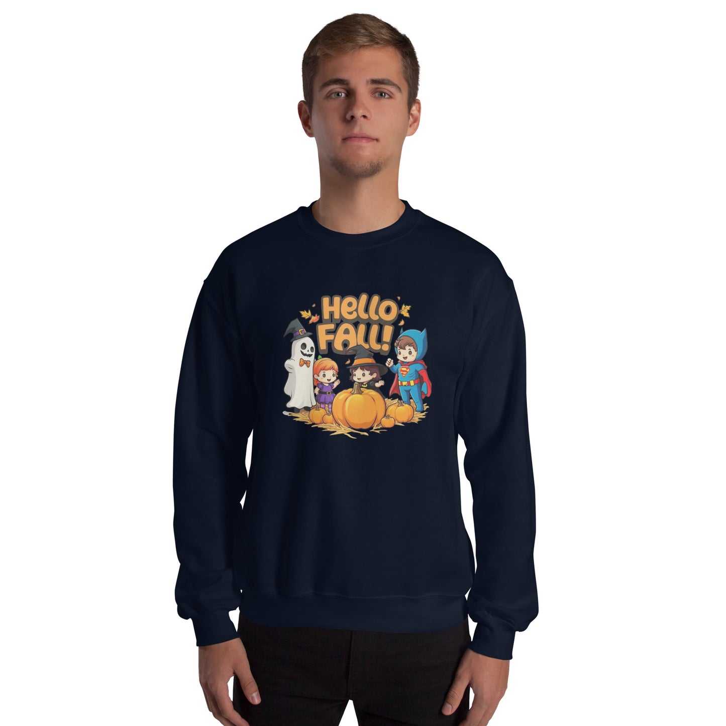 Hello Fall Unisex Sweatshirt from Rare Plus Apparel – unique movie & pop culture inspired design.