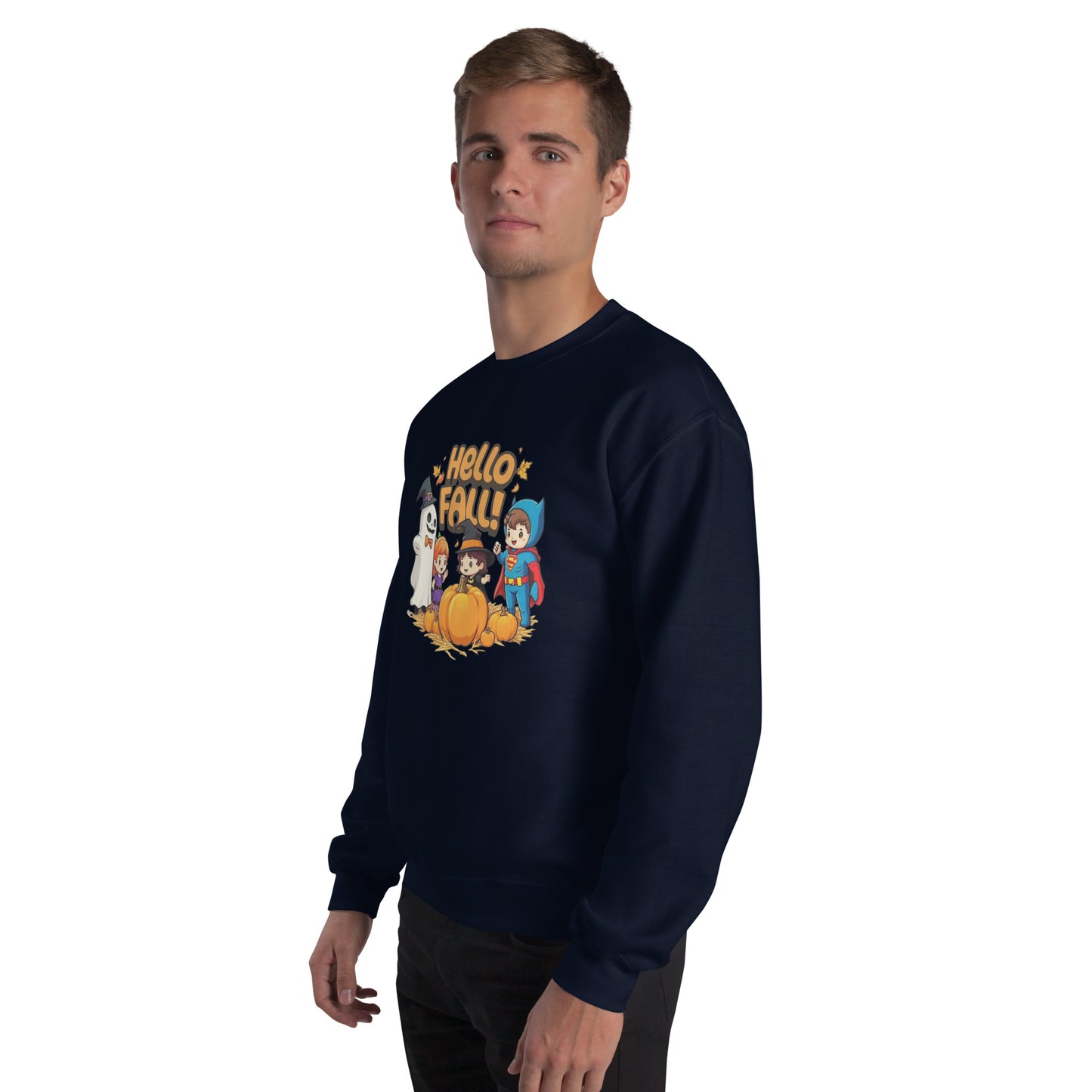 Hello Fall Unisex Sweatshirt from Rare Plus Apparel – unique movie & pop culture inspired design.