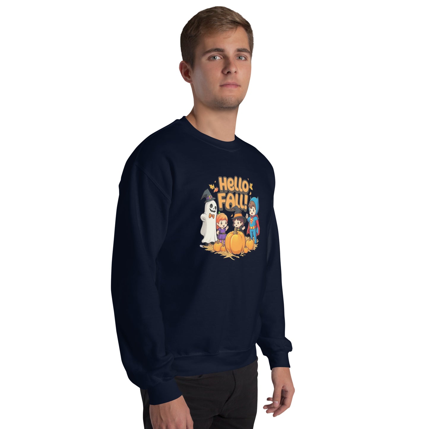 Hello Fall Unisex Sweatshirt from Rare Plus Apparel – unique movie & pop culture inspired design.
