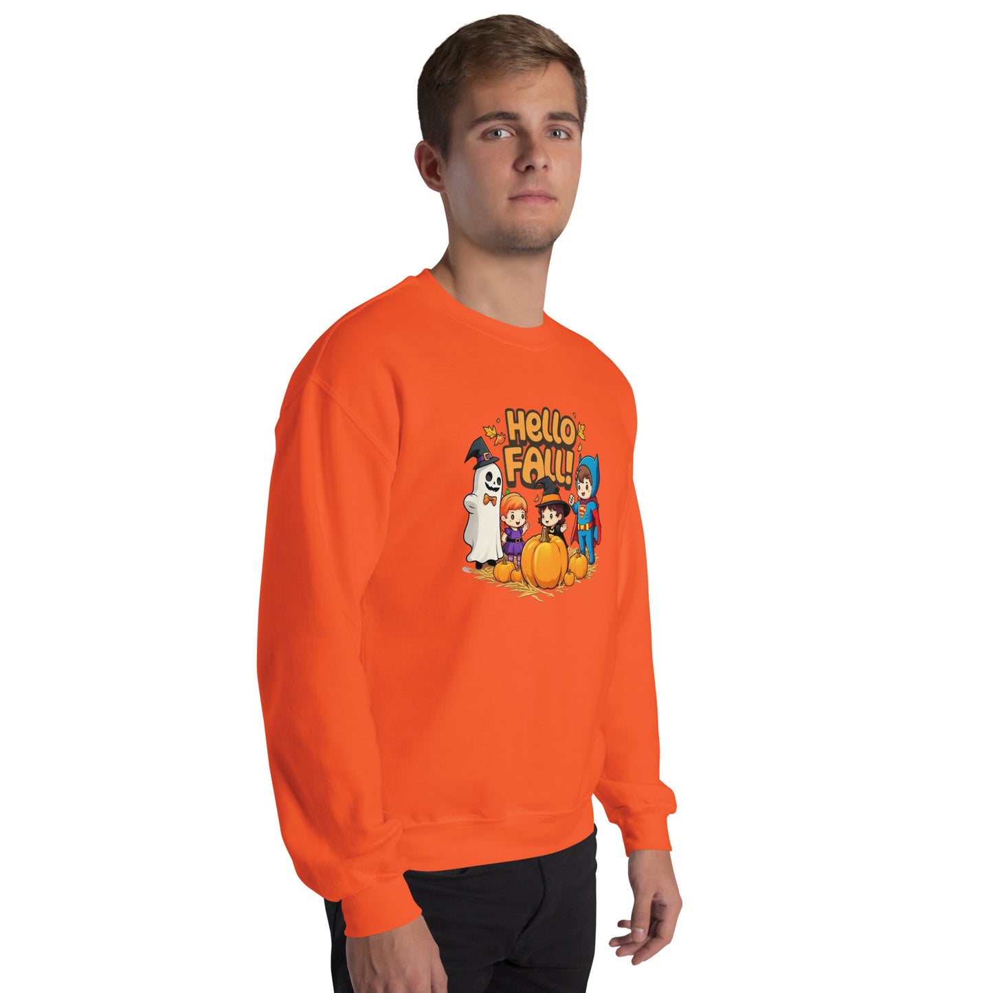 Hello Fall Unisex Sweatshirt from Rare Plus Apparel – unique movie & pop culture inspired design.
