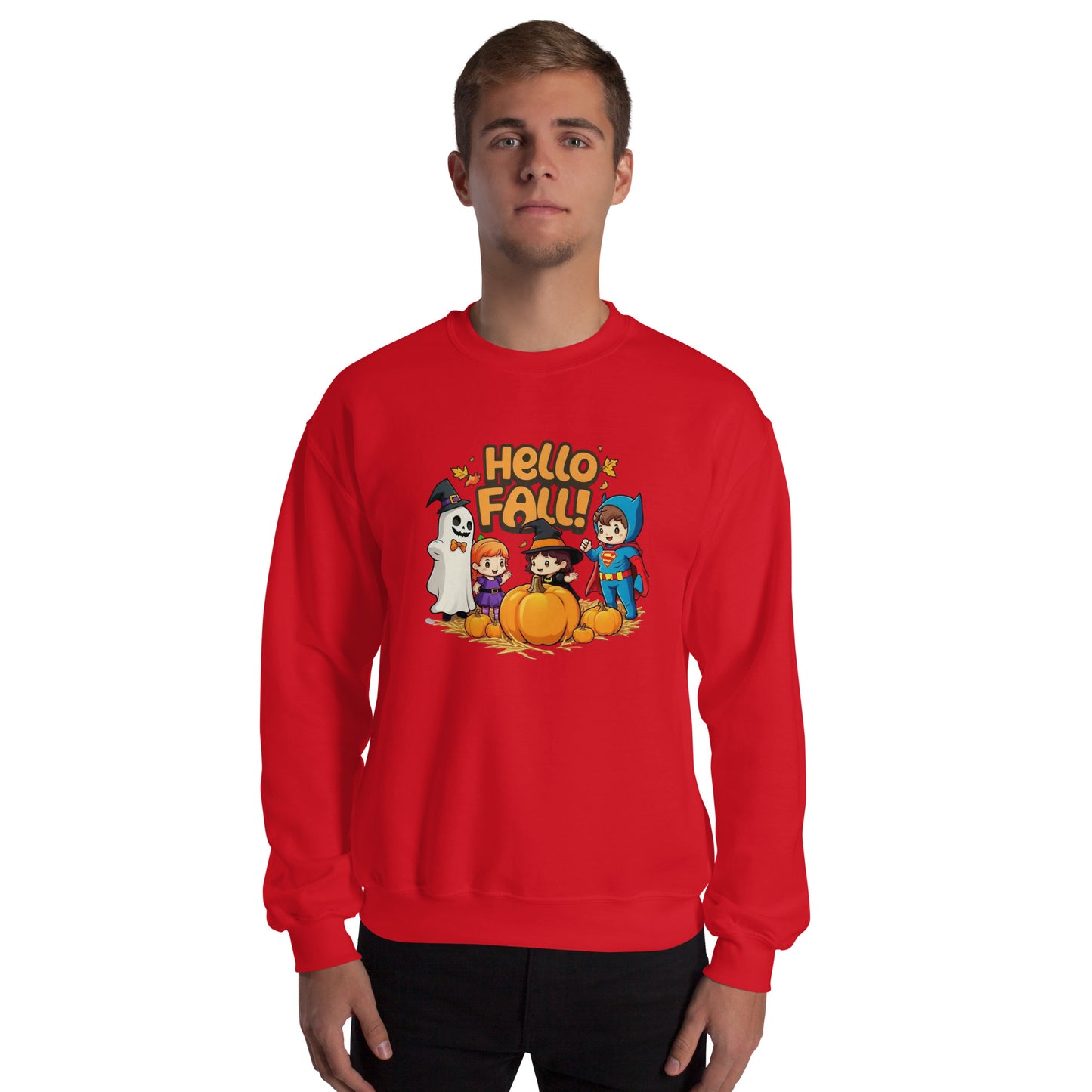 Hello Fall Unisex Sweatshirt from Rare Plus Apparel – unique movie & pop culture inspired design.